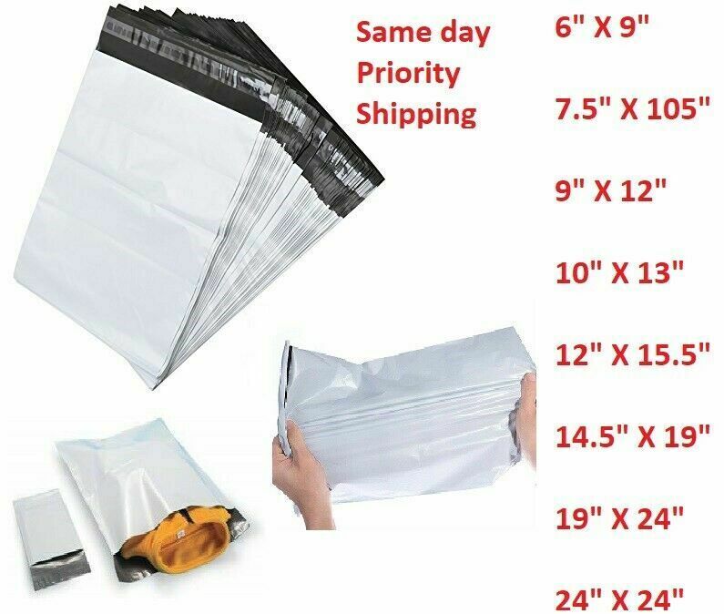 Poly Mailers 6×9 7.5×10.5 9×12 10×13 12×15.5 14.5×19 19×24 24×24 1 100 500 1000