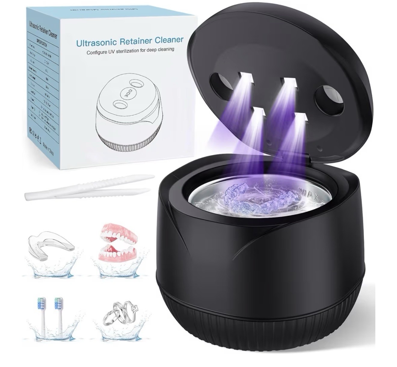Dental Ultrasonic Retainer Cleaner Machine – Dental Cleaning Pod for Denture