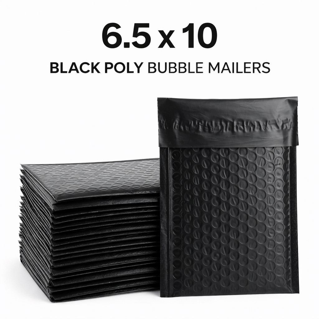 Black Bubble Mailers 6.5×10 Poly Padded Envelopes Self Seal Shipping Bags Bulk