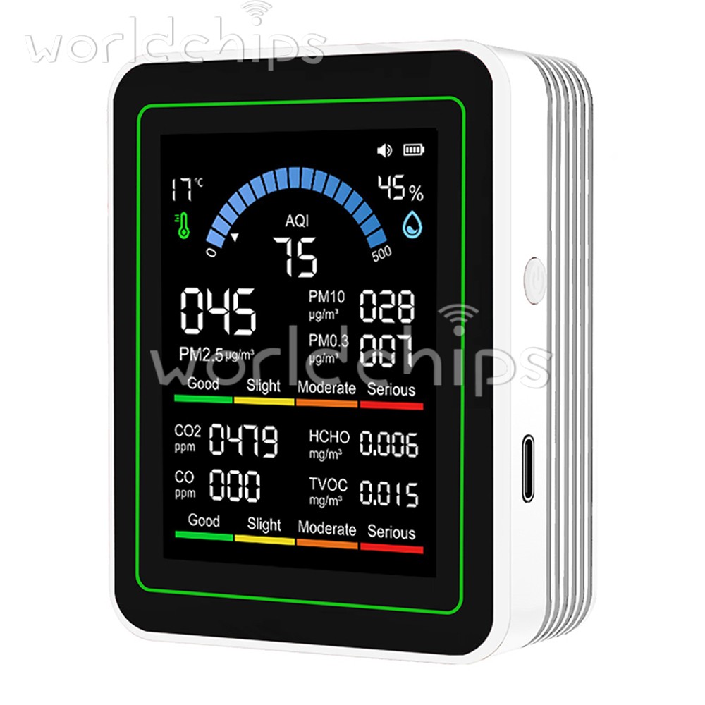 10-in-1 Air Quality Detector PM2.5 PM10 PM HCHO TVOC CO CO2 Formaldehyde Monitor