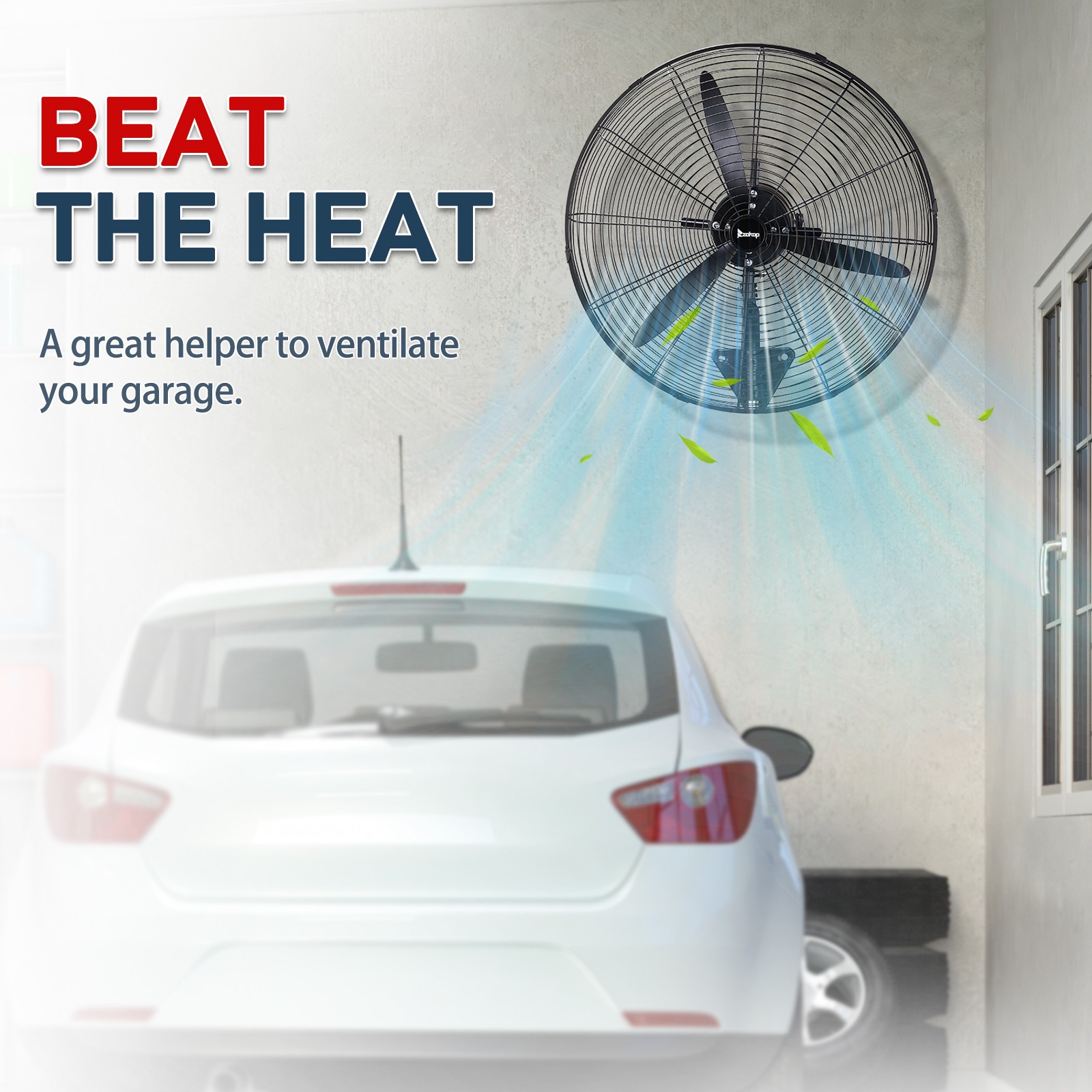 26″ Oscillating High Velocity Industrial Wall Mounted Heavy Duty Shop Fan, Black