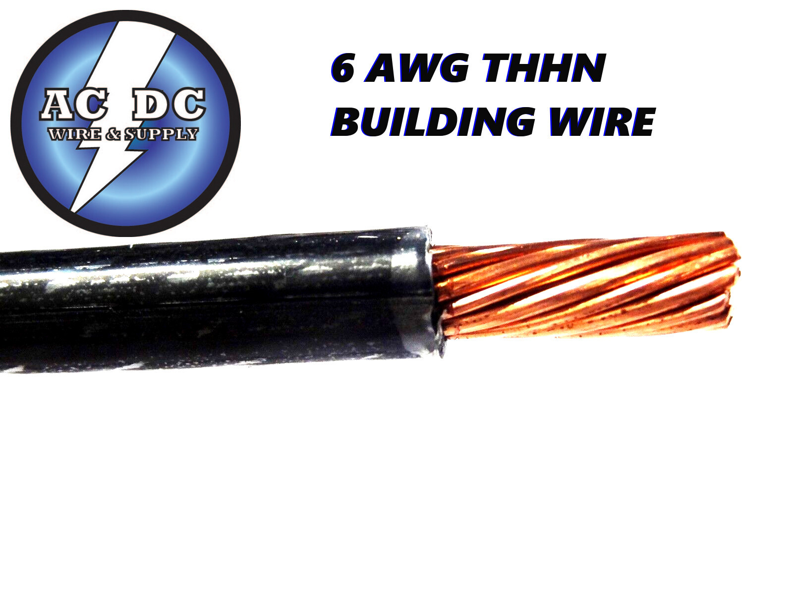 THHN 6 AWG GAUGE BLACK NYLON PVC STRANDED COPPER BUILDING WIRE 150′