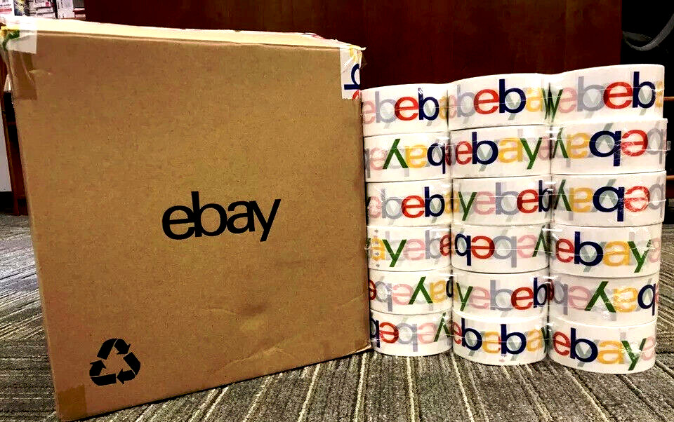 Lot 12 6 Rolls eBAY Sealing Packaging Tape Color Logo 2″ 75 Yards Shipping