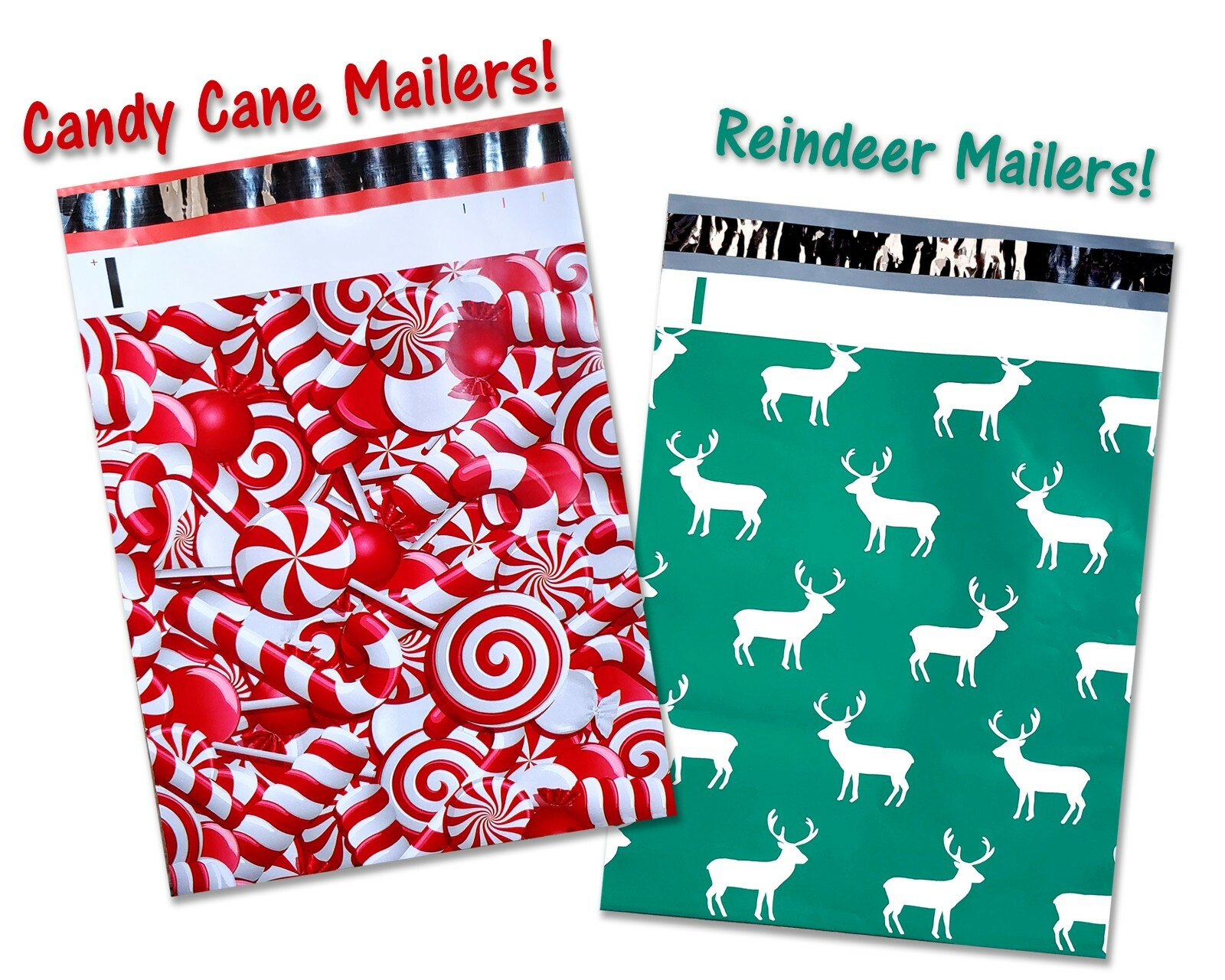 10×13″ Fall, Winter, Christmas Candy Cane, Pumpkin, Deer Poly Shipping Mailers