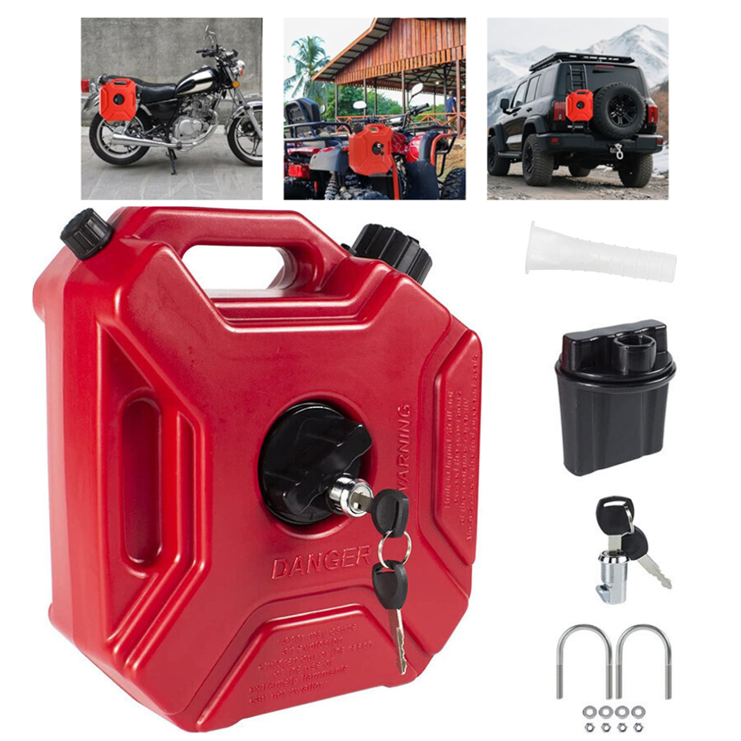 ✨5L Gas Fuel Tank Gas Can Oil Storage Can For ATV UTV Gokart Motorcycle Car SUV