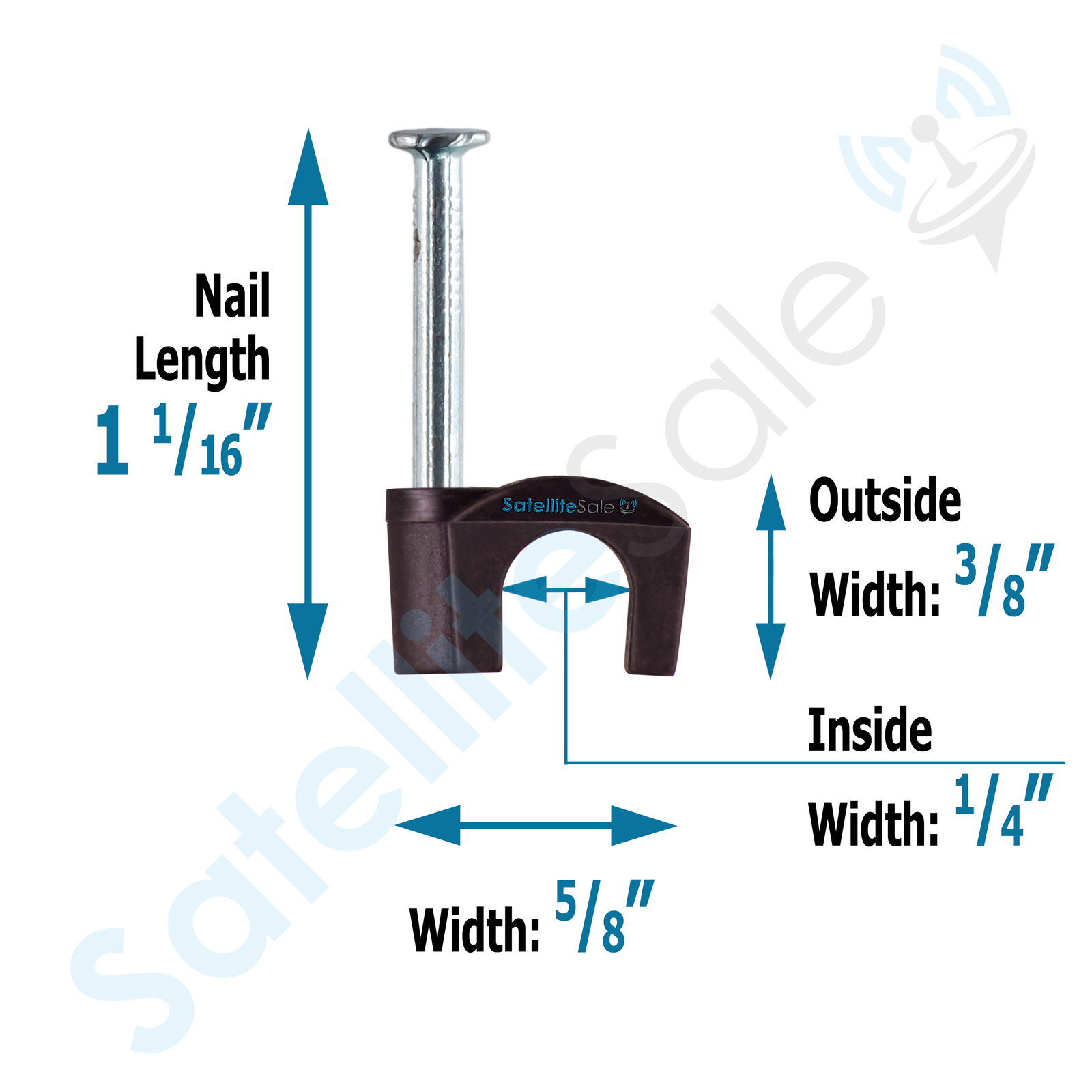 SatelliteSale Flex Single or Dual Cable White or Black Screw Nail Clips 100 Pcs