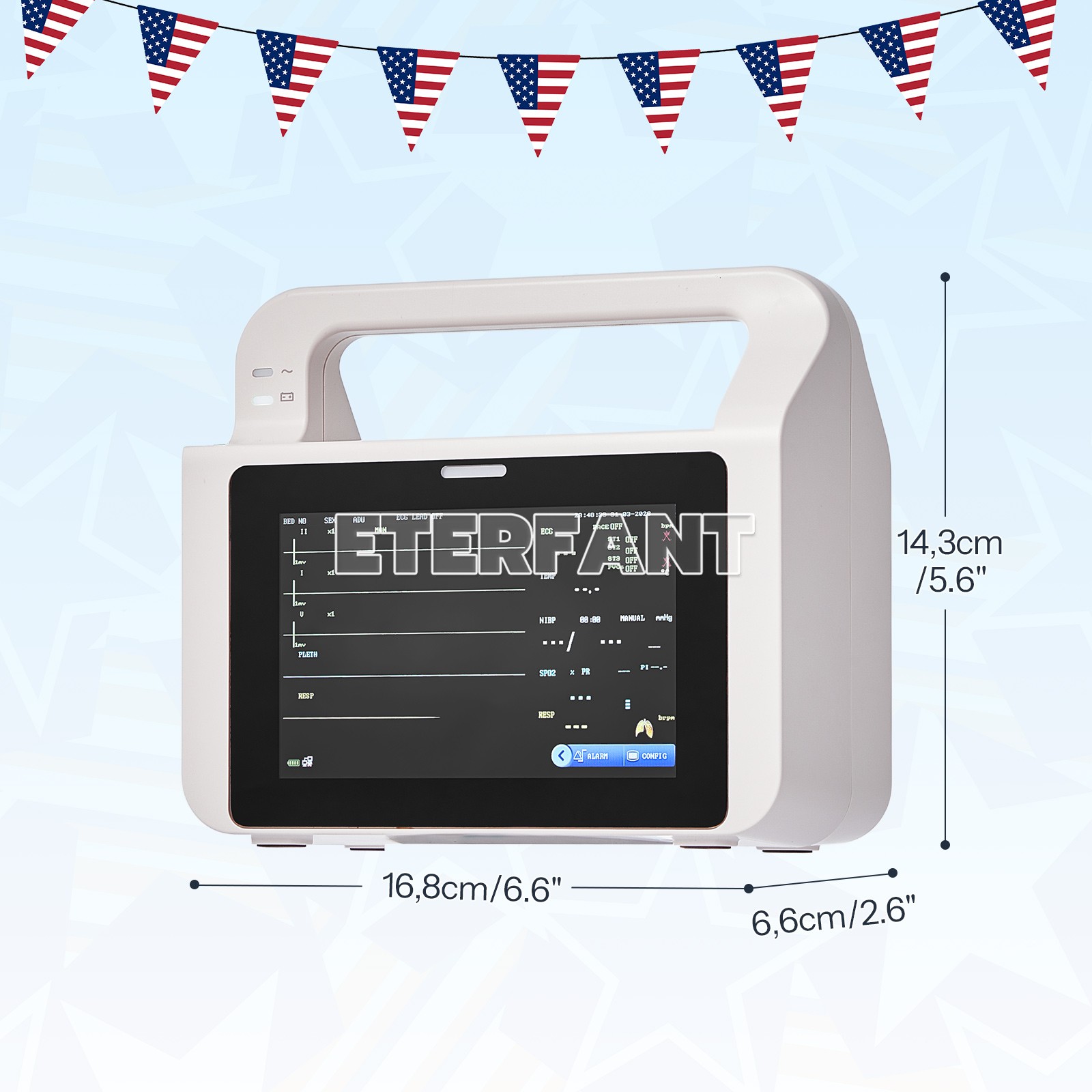 5 inch Touch Screen Multi-parameter Patient Monitor ECG RESP TEMP NIBP SPO2 PR