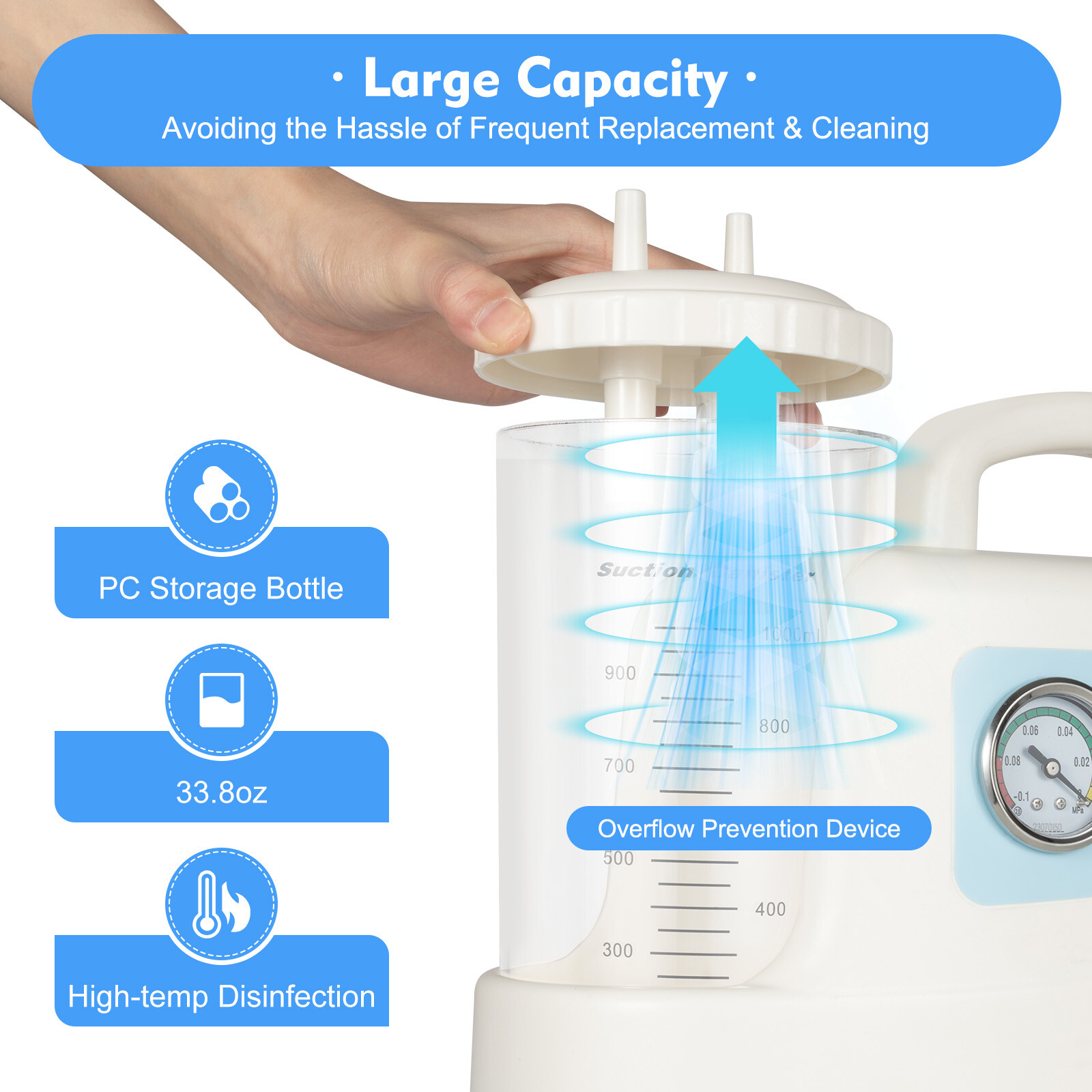Portable Sputum Mucus Aspirator Machine Phlegm Suction Unit Medical Vacuum Pump