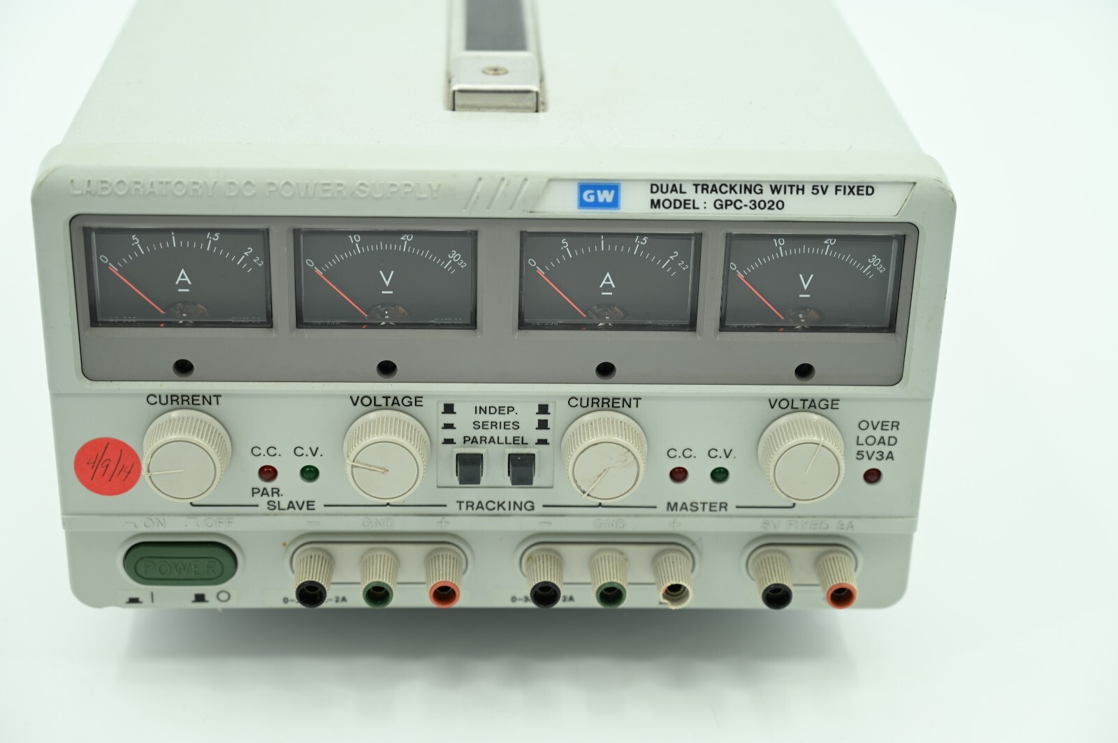 GW Instek GPC-3020 Triple Output DC Power Supply (2) 0-32V DC 2.2A +5vDC