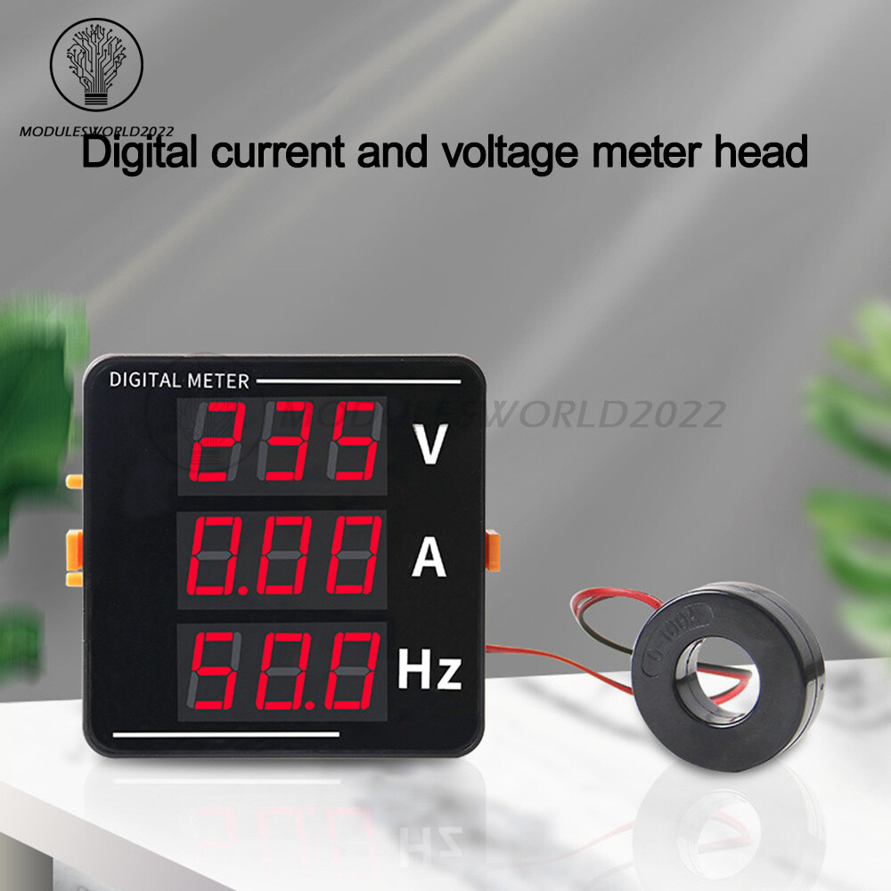 AC50-500V Voltage Current Frequency Meter Digital LED Voltmeter Ammeter AC0-120A