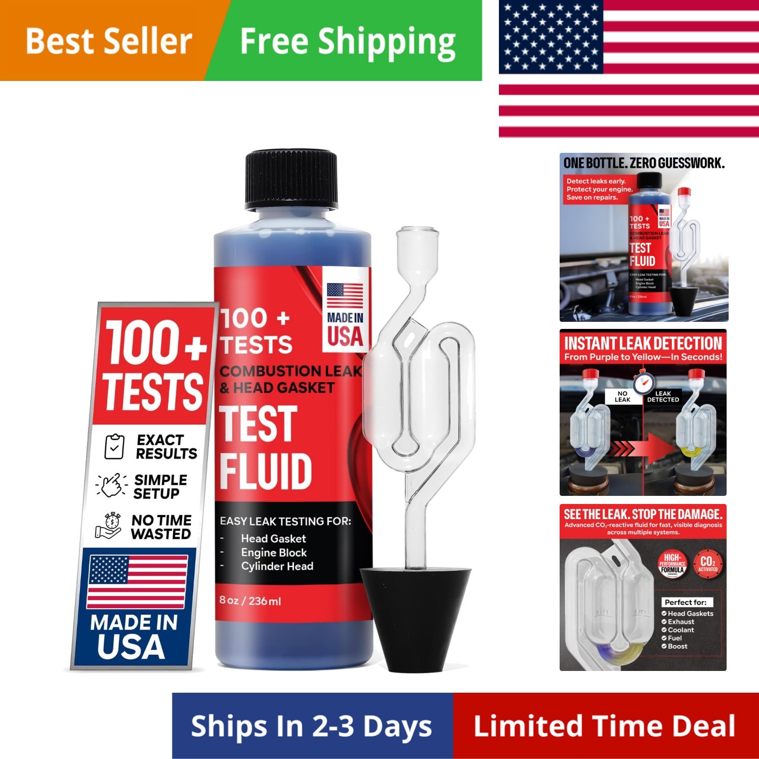Combustion Leak + Head Gasket Kit – Over 100 Tests – Includes 8oz Leak-Detec…