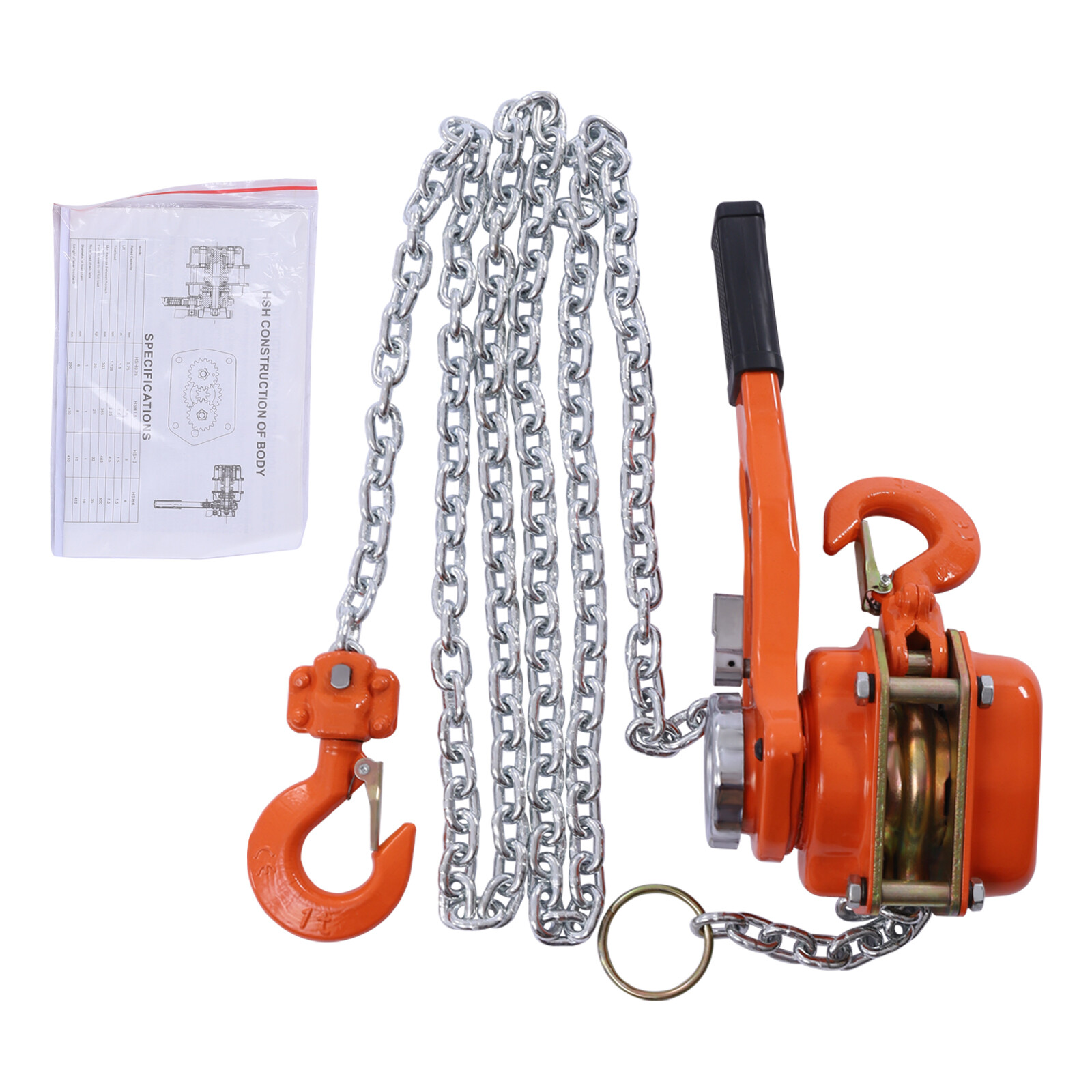 Hoist Come Along Puller Ratchet Type Lever Block Chain 10FT Lifting 0.75T/1650Lb
