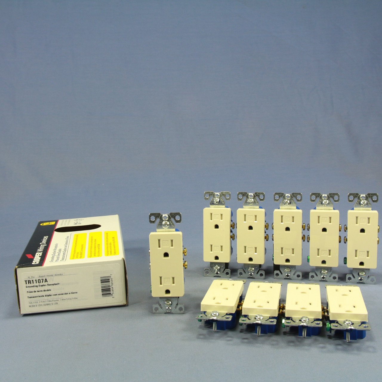 10 Cooper Almond TAMPER RESISTANT Duplex Receptacle Outlets 5-15R 15A TR1107A