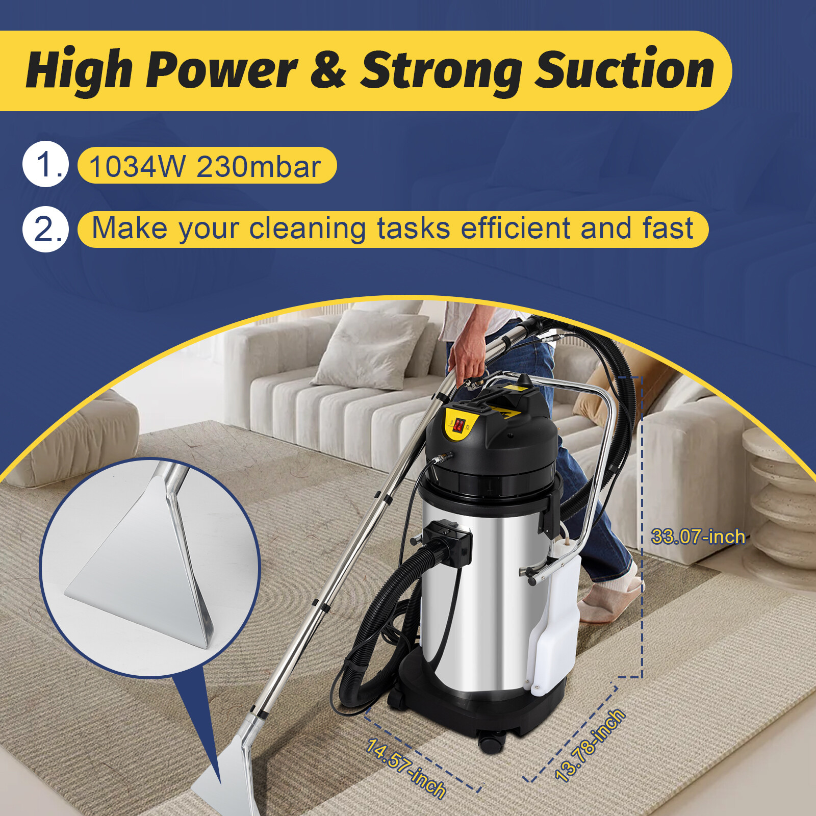 40L Commercial Carpet Cleaning Machine, Vacuum Cleaner Extractor