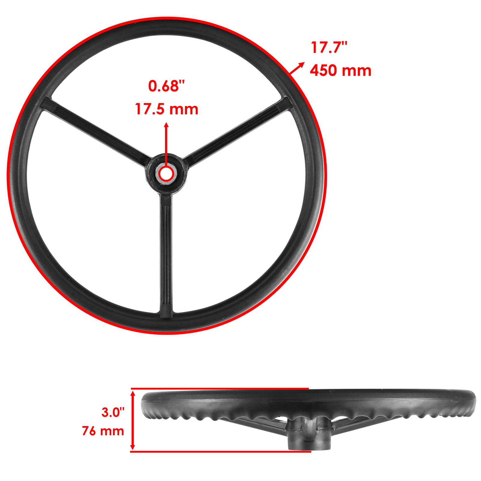 Caltric Steering Wheel & Shaft W/ Arms For Ford 3000 3610 4000 4610 5030