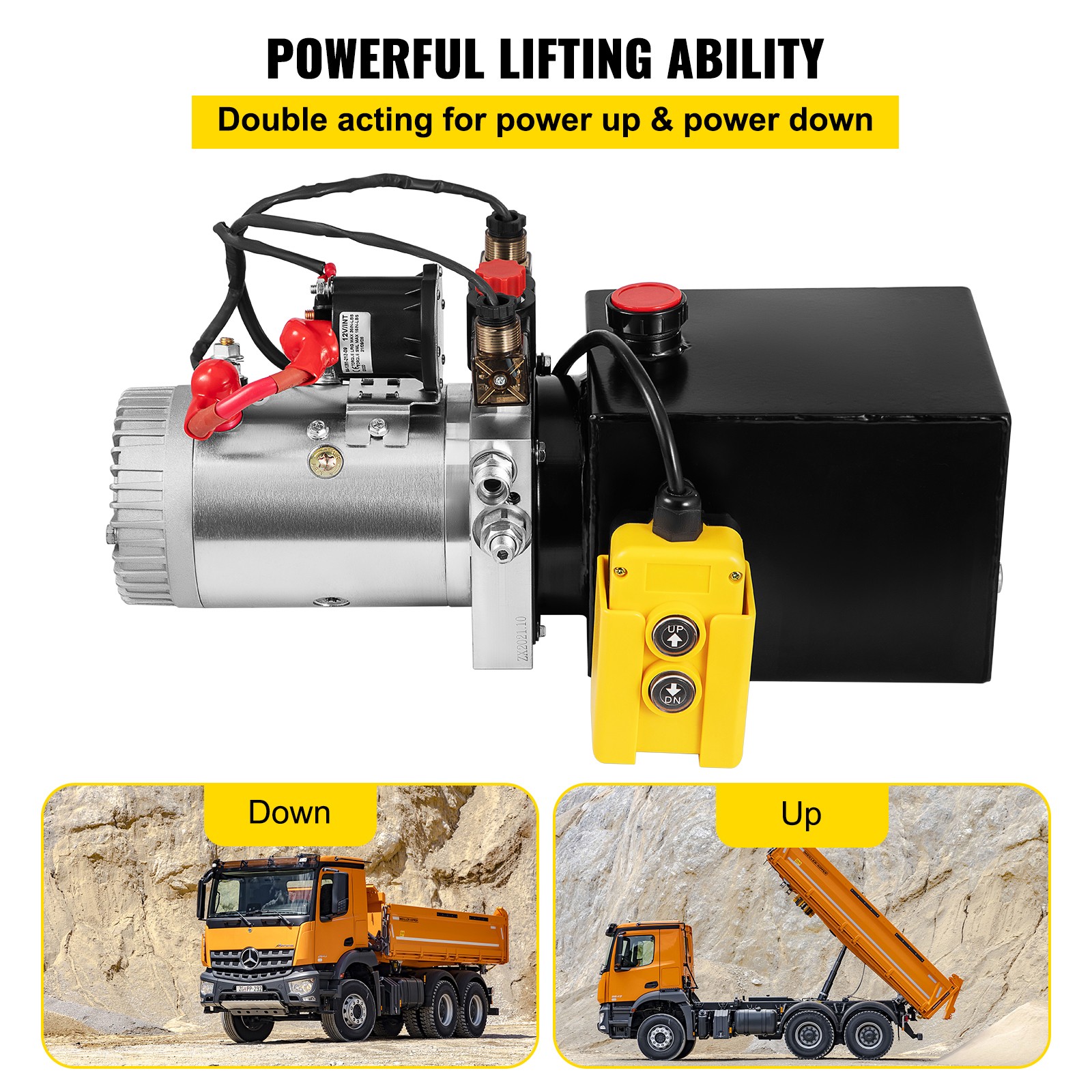 4 Quart Double Acting Hydraulic Pump DC 12V Dump Trailer Power Unit Pack 22MPA