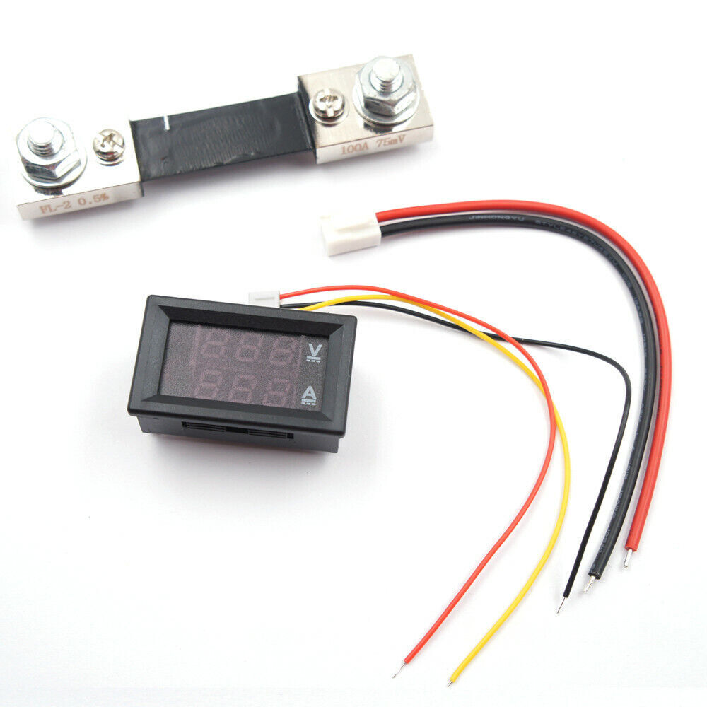 DC 100A 100V Voltmeter Ammeter Volt Amp Meter Voltage Current Tester with Shunt