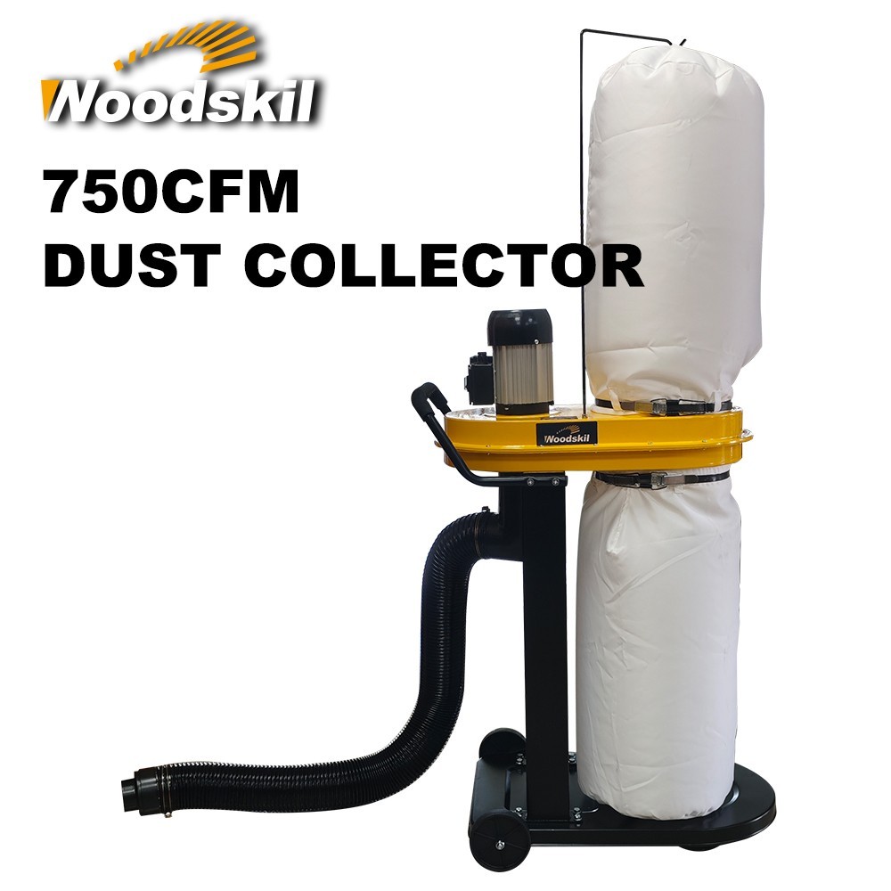 Woodskil 1.2HP Woodworking Dust Collector with 3 Bags, 13 Gallon, 5 Reducers