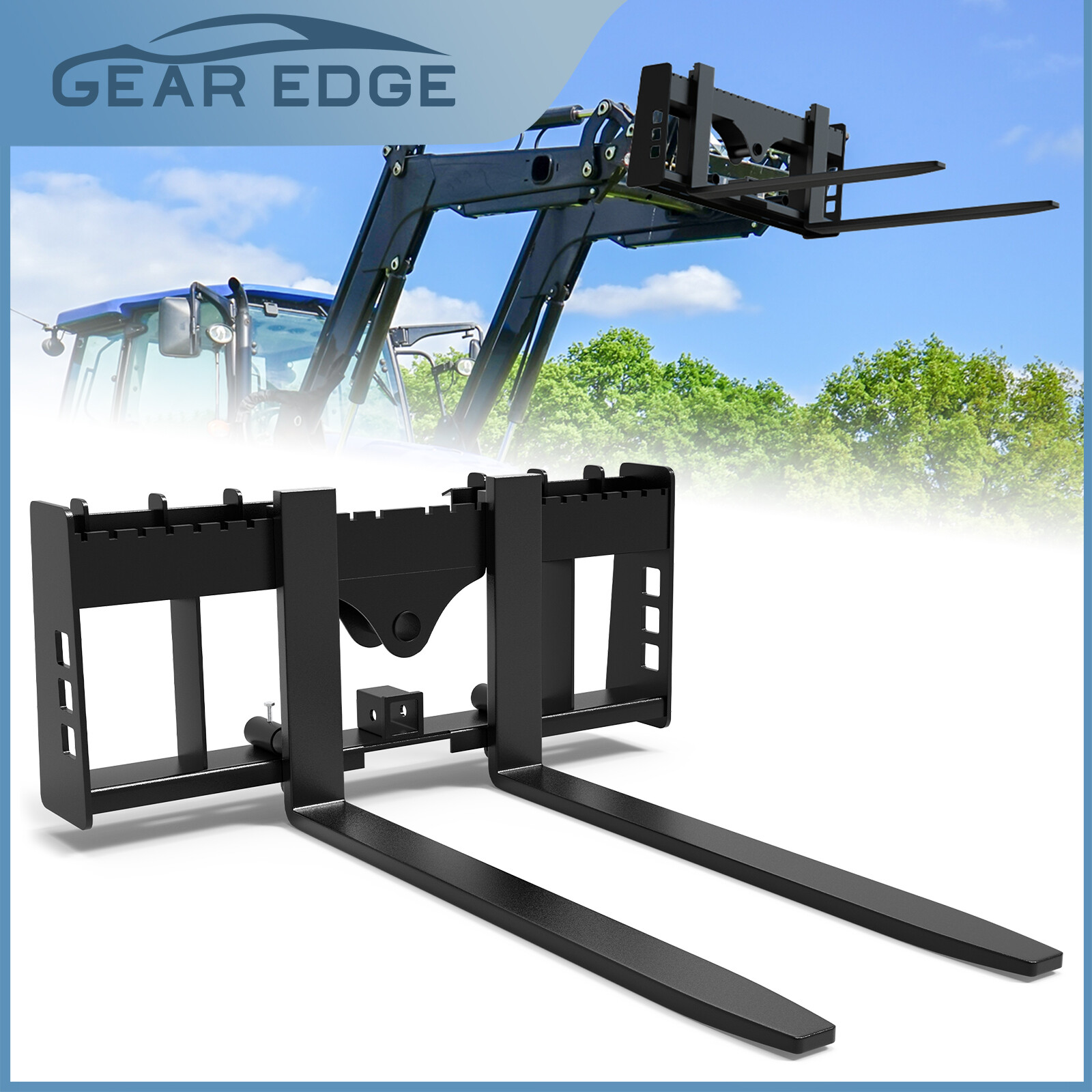48″ 4000lbs Pallet Fork Frame W/ 48″ Blades Attach for Skid Steer Tractor Heavy