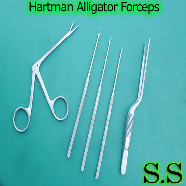 5-Pieces Hartman Alligator Forceps3.5″ Ear Loops Nasal Surgical ENT Instruments
