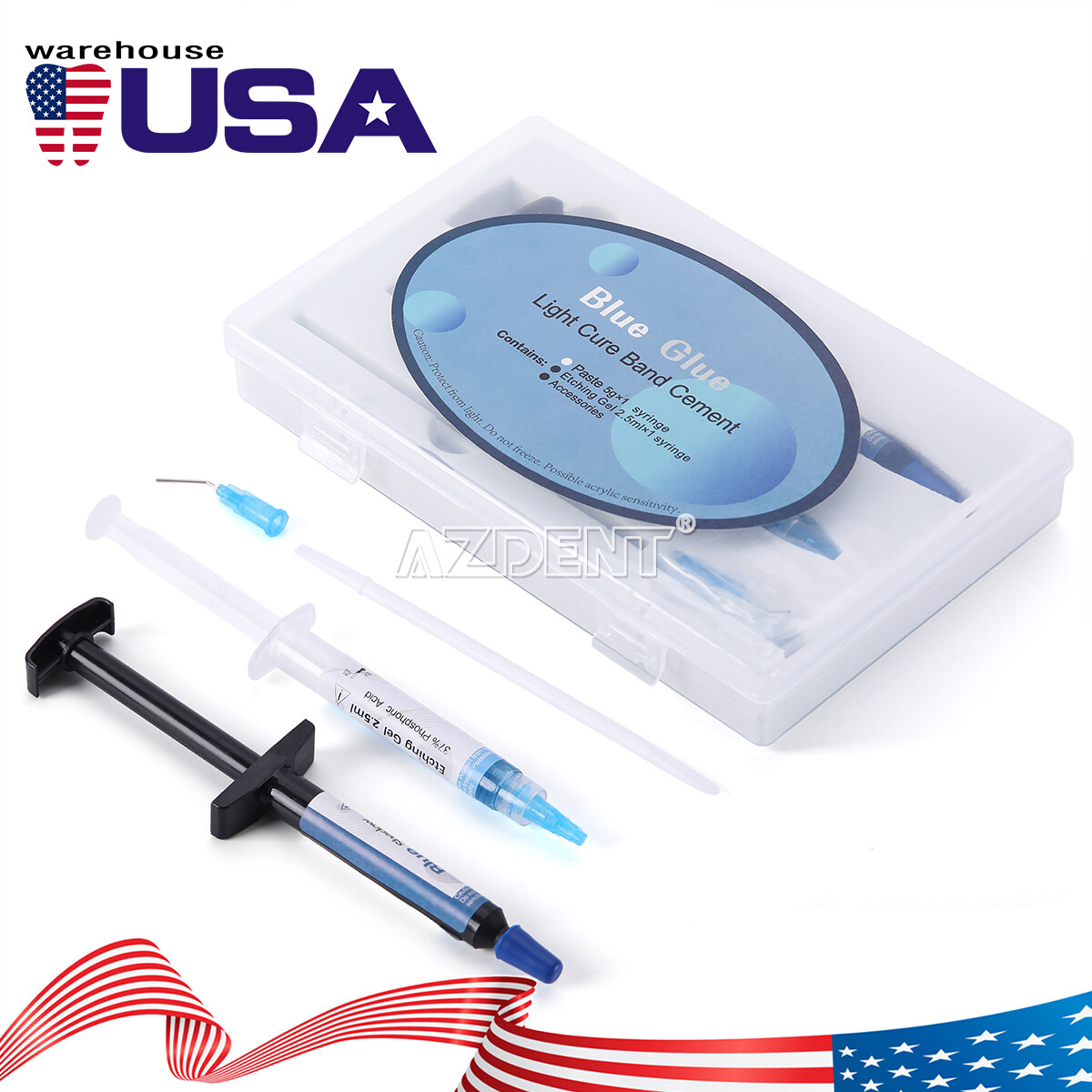 Dental Orthodontic Adhesive Light Cure Band Cement Blue Glue Kit for Brace
