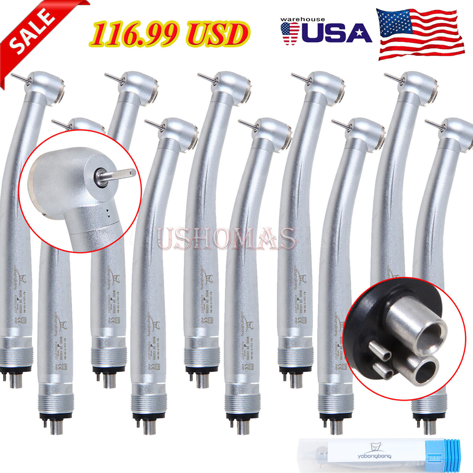 10* Yabangbang Dental High Speed Handpiece Push Turbine 4 Hole Fit NSK Pana Max