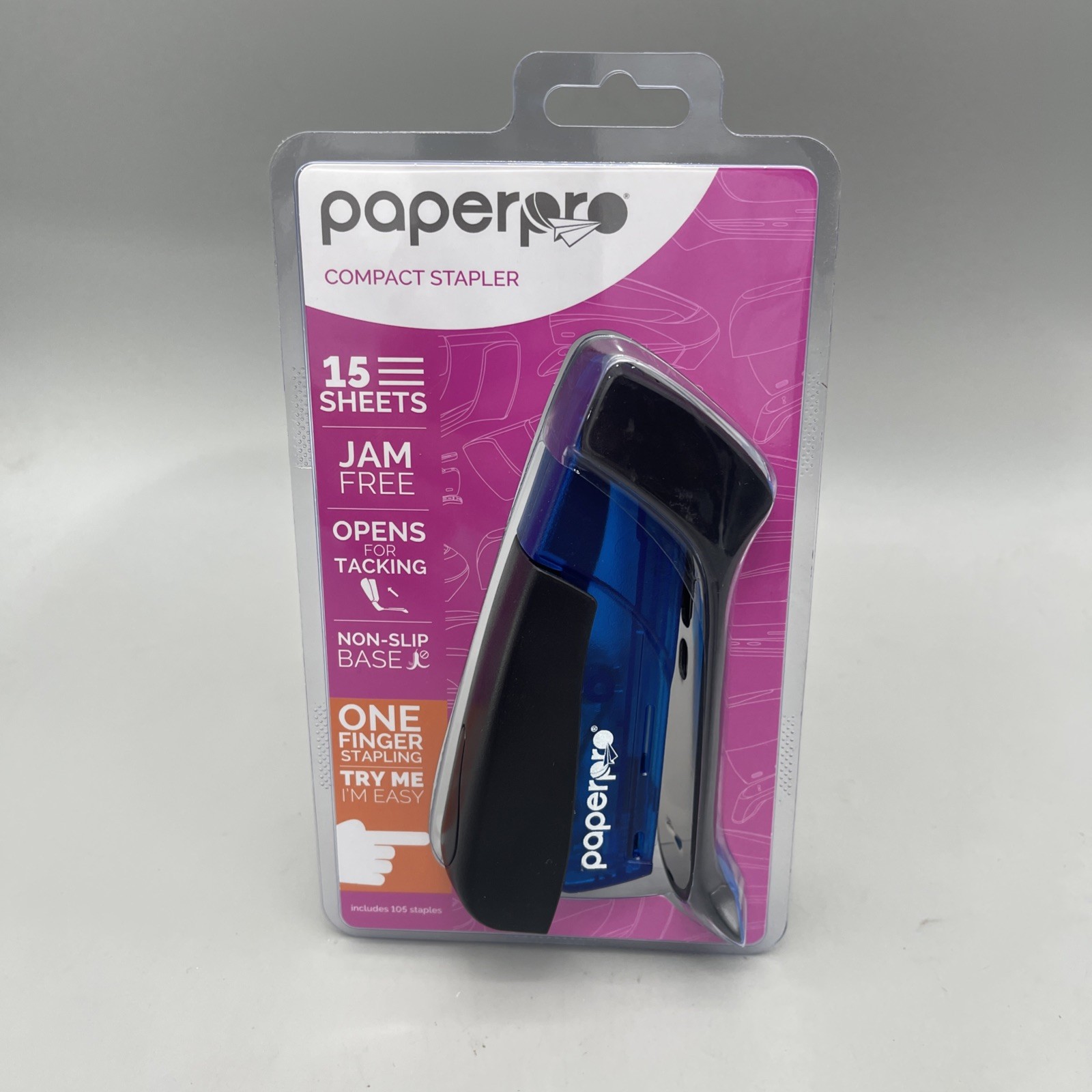 Paper Pro Compact Classic No Effort, One Finger Stapler Blue Brand New