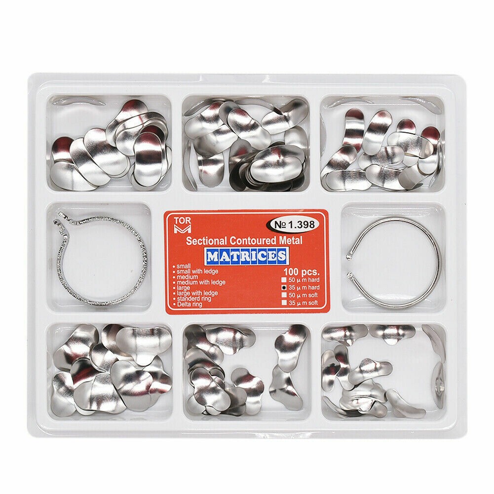 Dental Matrix Bands Sectional Contoured Matrices Wedges Ring NO1.398 100pc/box