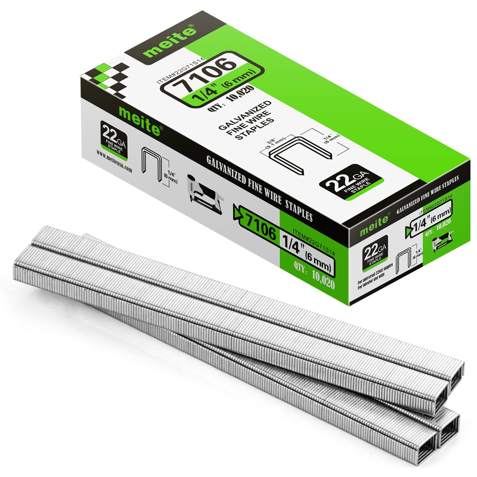 meite 22 GA 3/8″ Crown 3/16″ – 5/8″ Length Galvanized Upholstery Staples 71 Type