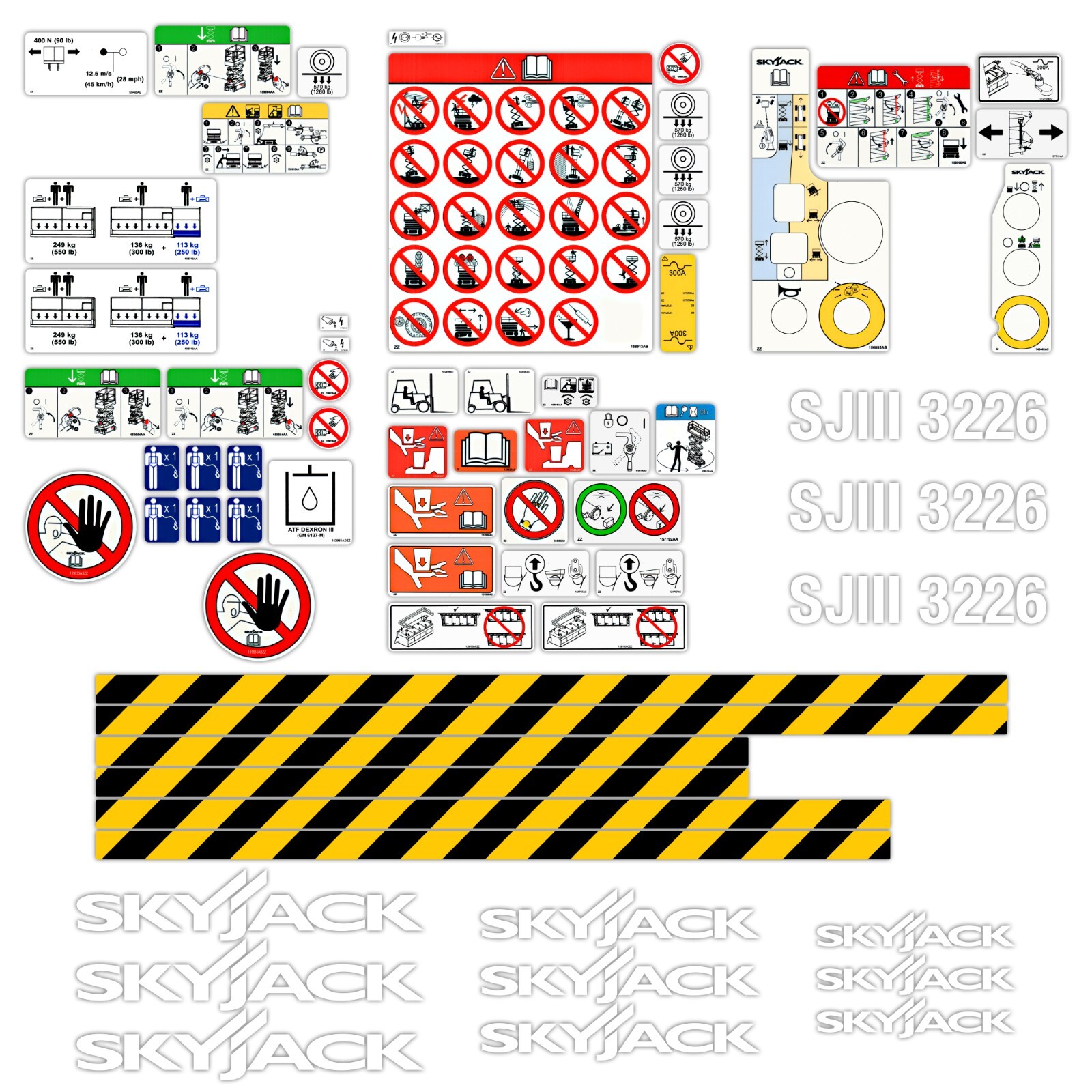 Decal Kit fits Skyjack SJIII 3226 Scissor Lift Aftermarket Safety Stickers USA