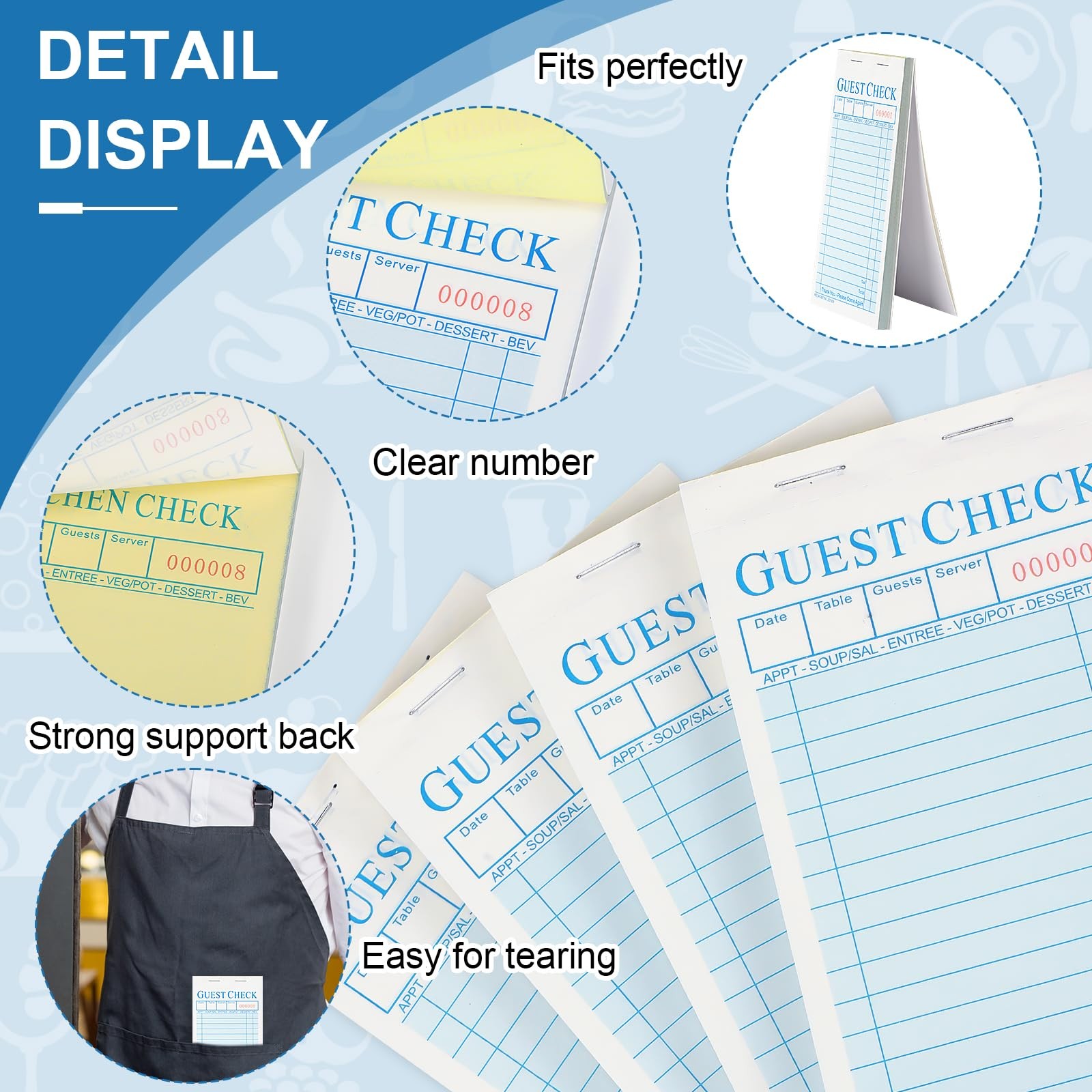 50 Pack Guest Check Pads Server Note Pads 3.5 x 6.7 Inch Guest Check Book for…