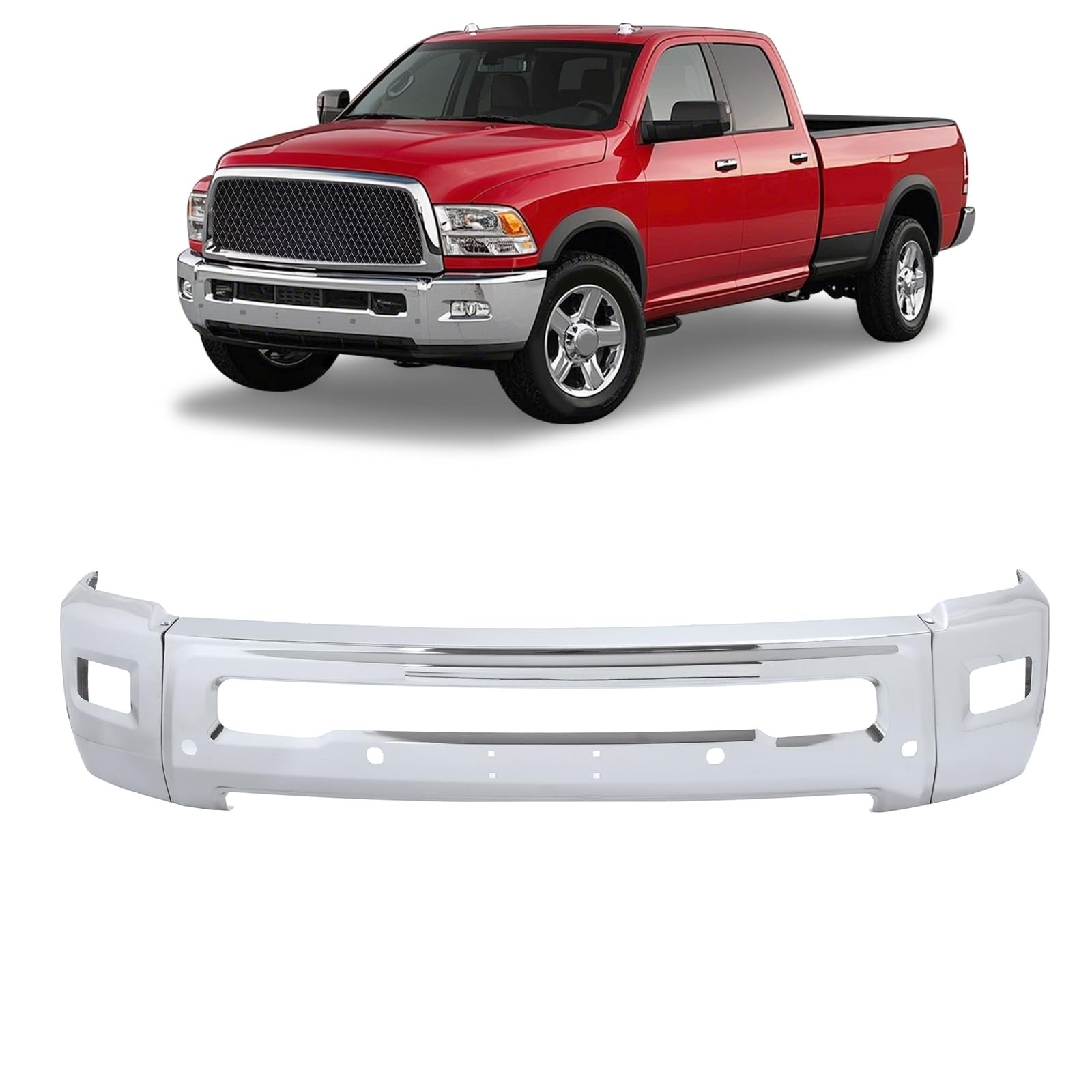 Front Bumper Face Bar 3PCS 10-18 Ram 2500 3500 Fog Light Holes 68260085AA Silver