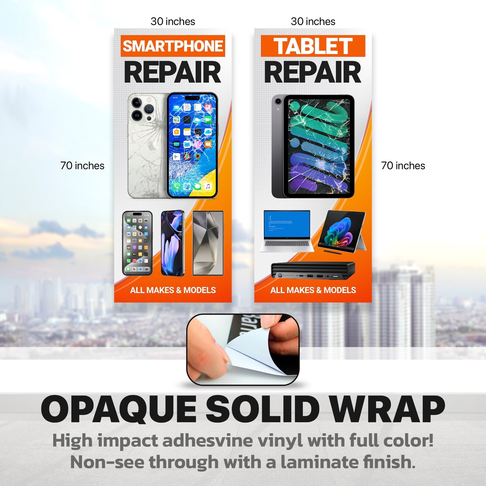 Smartphone Tablet Repair Retail Door Window Wraps iPhone sign poster banner