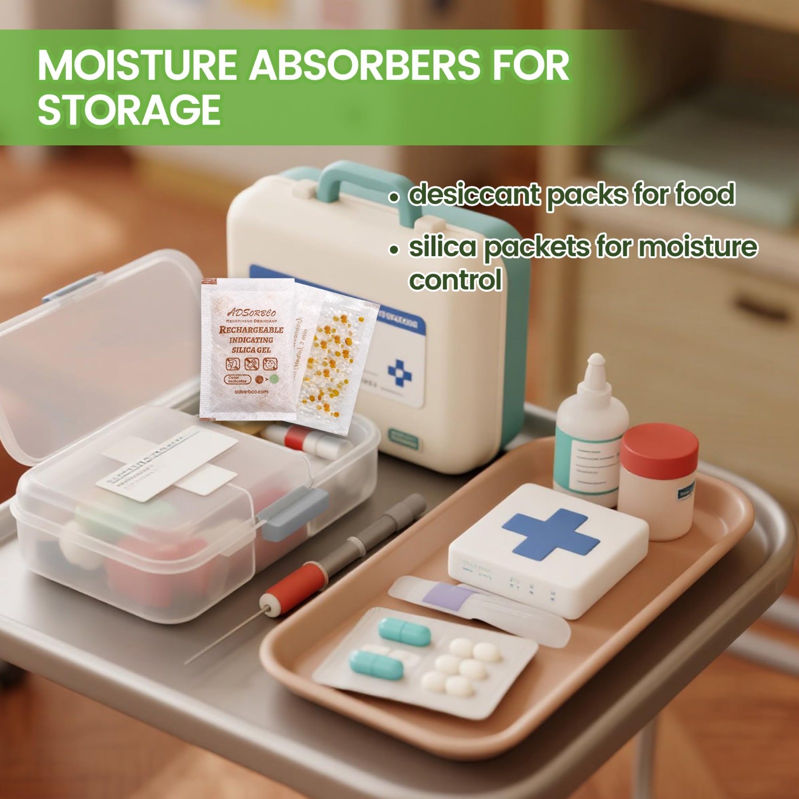 [5 Gram 50 Packages] Adsorbco Rechargeable 20% Orange + 80% White Silica Gel