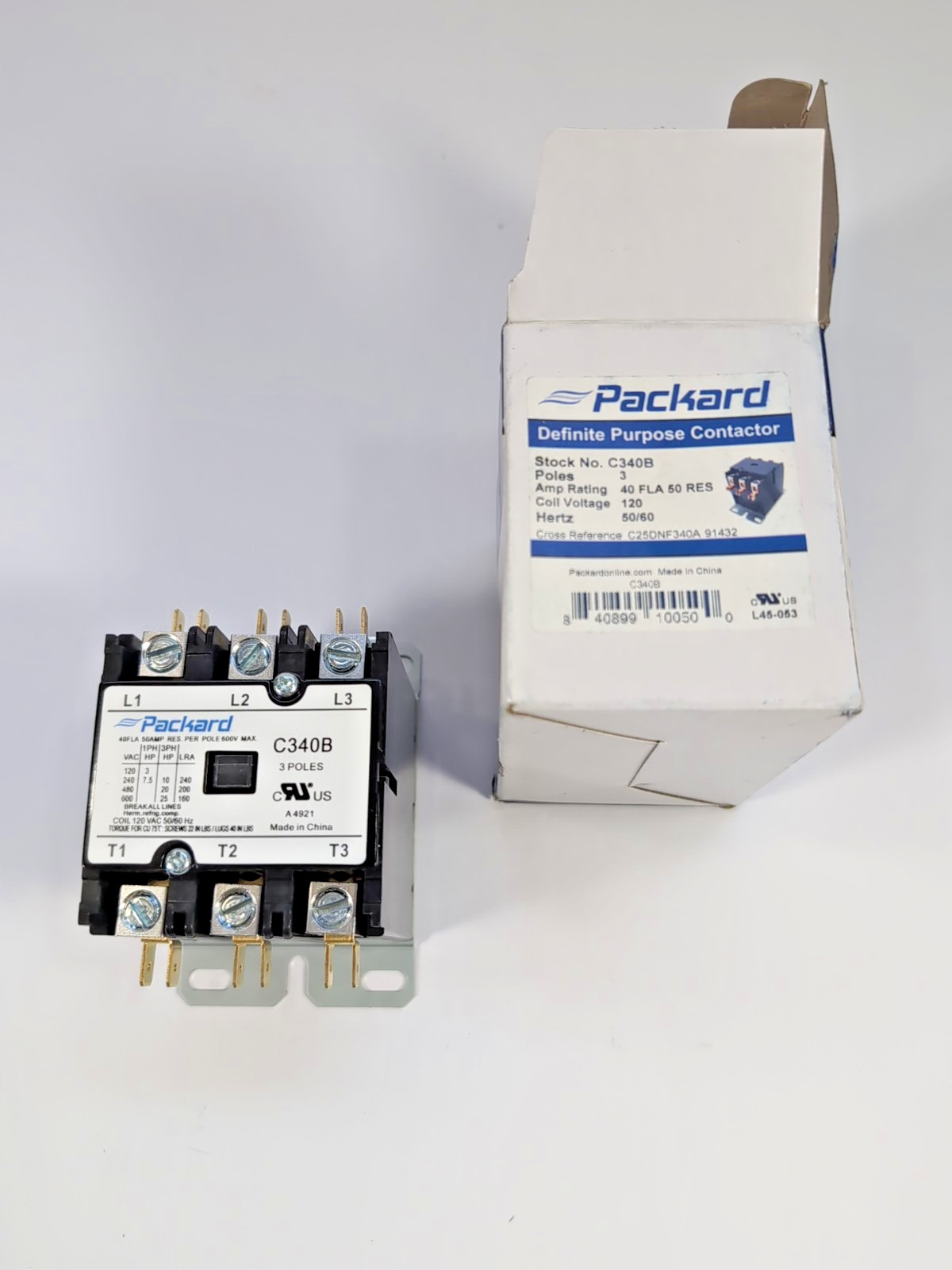 Packard C340B Contactor 40 Amps 3 Pole 120 Volt Coil