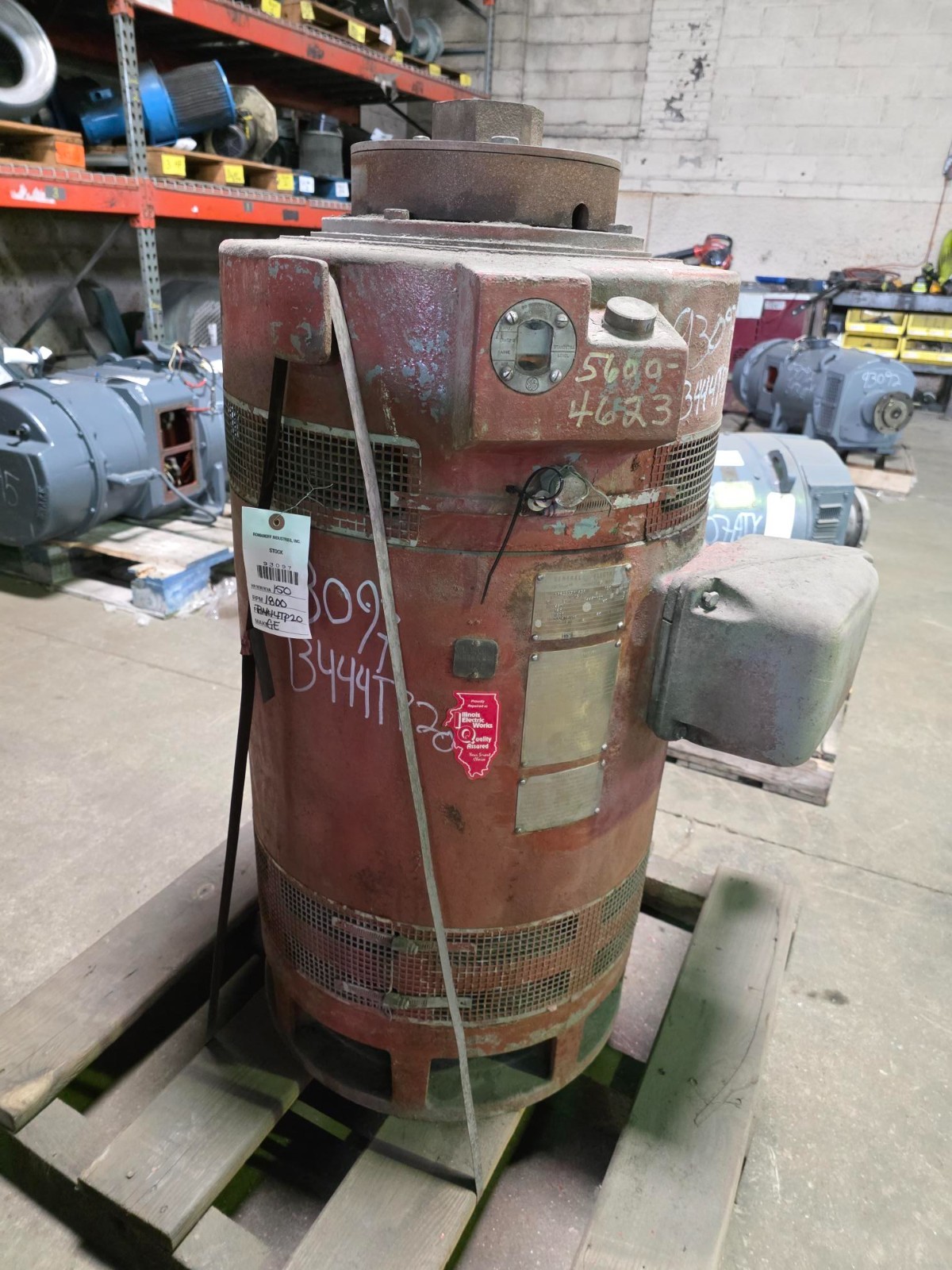 150 HP General Electric AC Vertical 800 RPM Fr B444TP20 WPIBB-VHS 460 V EOK