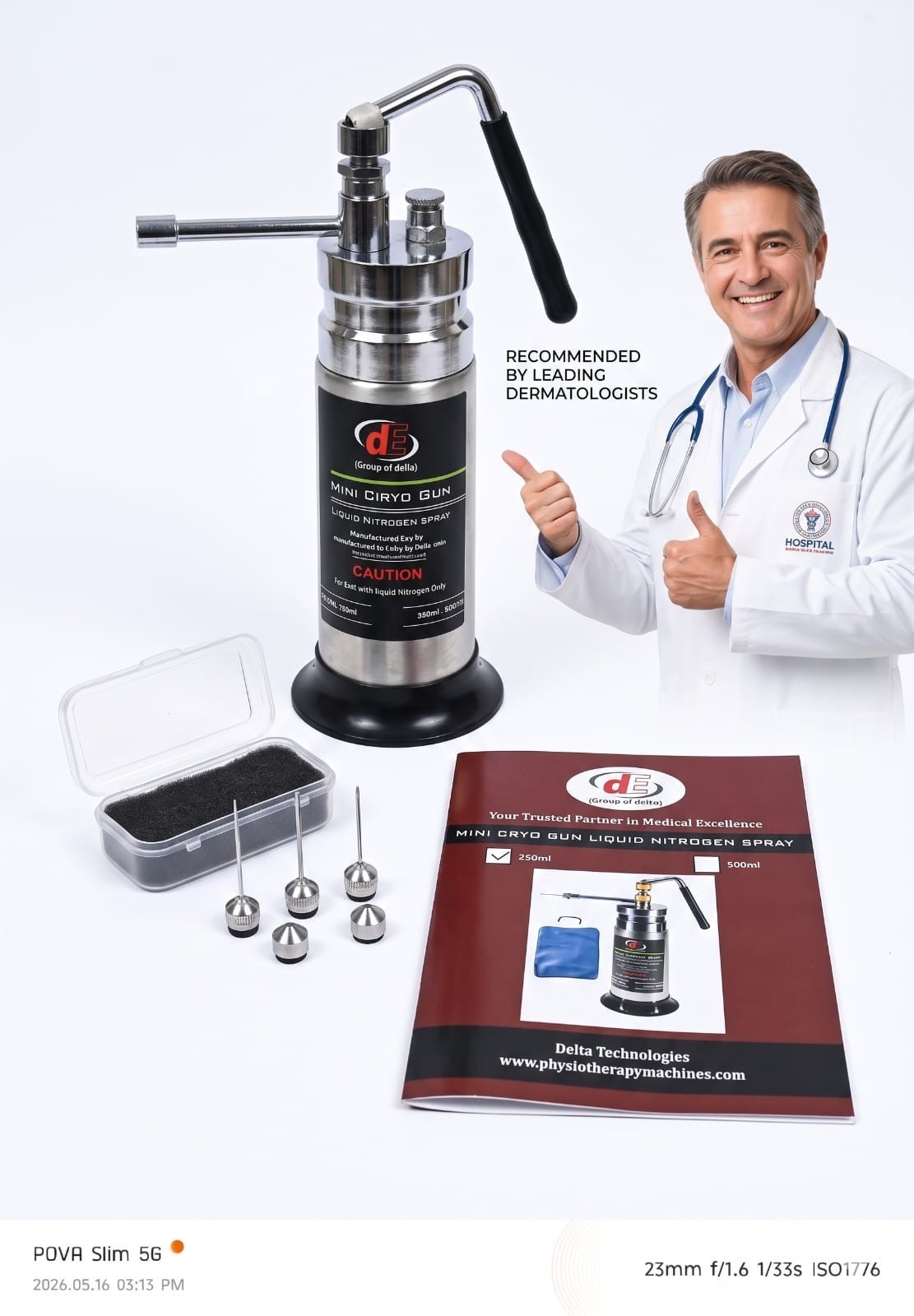 LN2 Handheld Sprayer Mini Cryo Tank 350 ML With 5 Best Probes