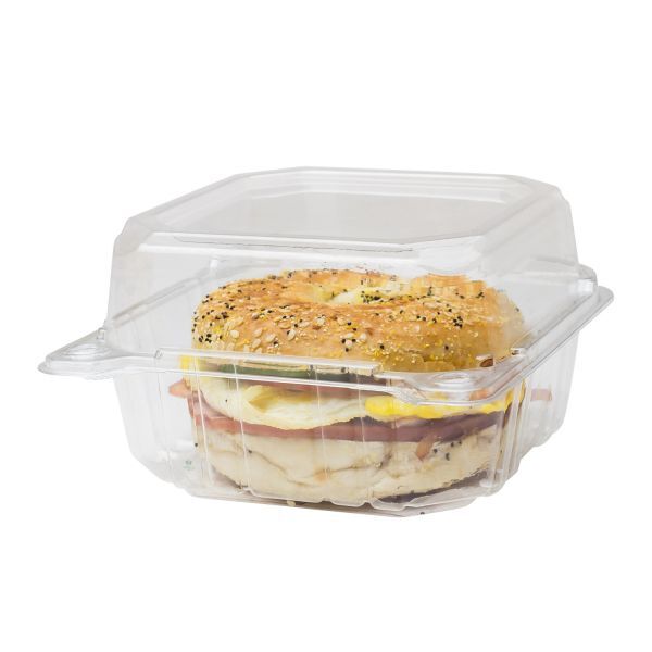 Karat 6»x6» PET Plastic Hinged Containers – 500 pcs, FP-HC66PET-1C