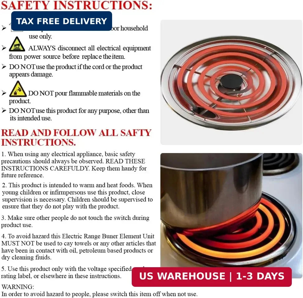 S-Union 4 Pack MP22YA Electric Range Burner Element Unit Set – 2 pcs MP15YA 6″ a