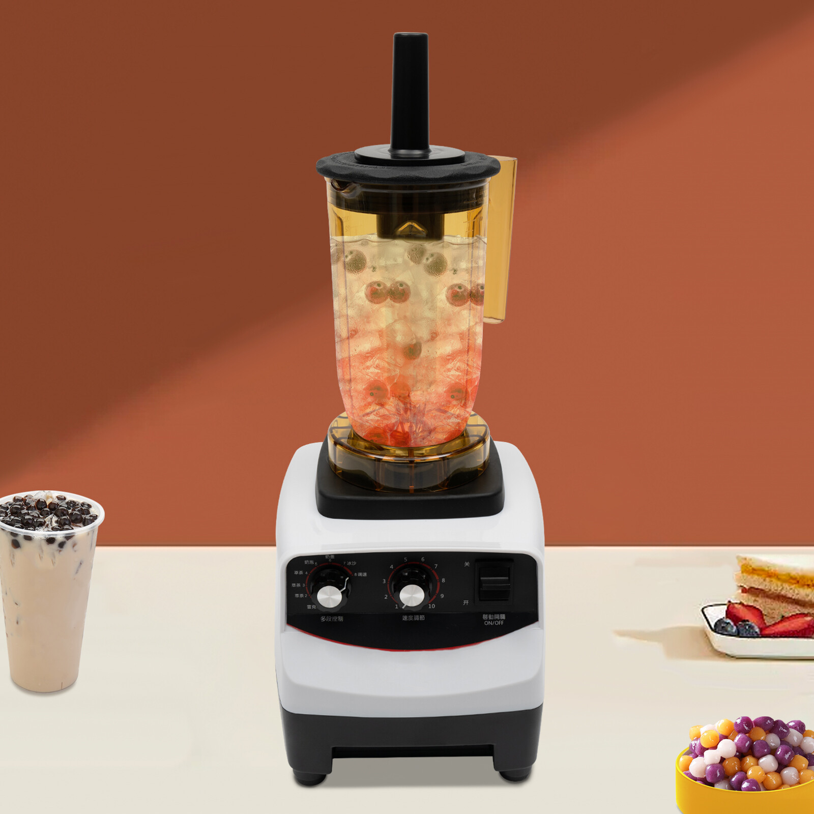 Tea Brewing Machine,Bubble Tea Machine 1200ml Multifuction Food Blender w/ 4Cups
