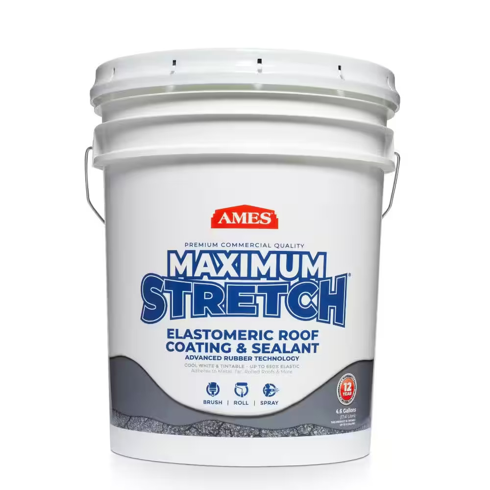 5 Gal. White Maximum-Stretch Rubber and Acrylic Reflective Roof Coating