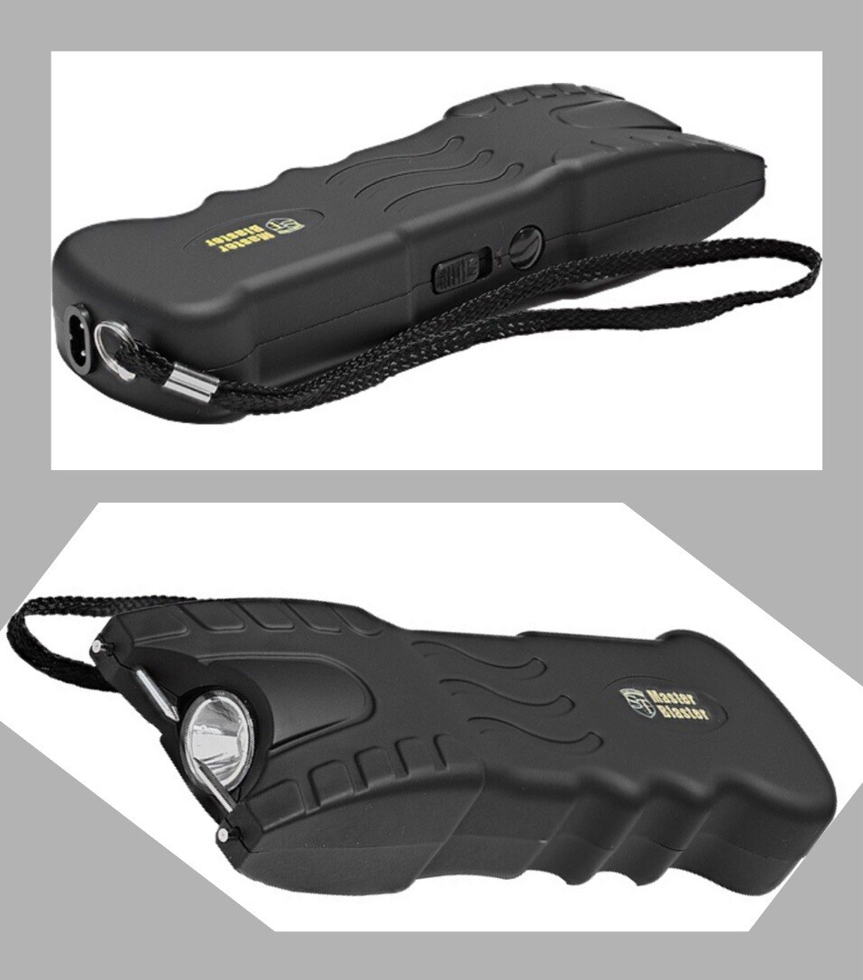 MASTER BLASTER POLICE Stun Gun Self Defense Black Rechargeable w/LED & HOLSTER
