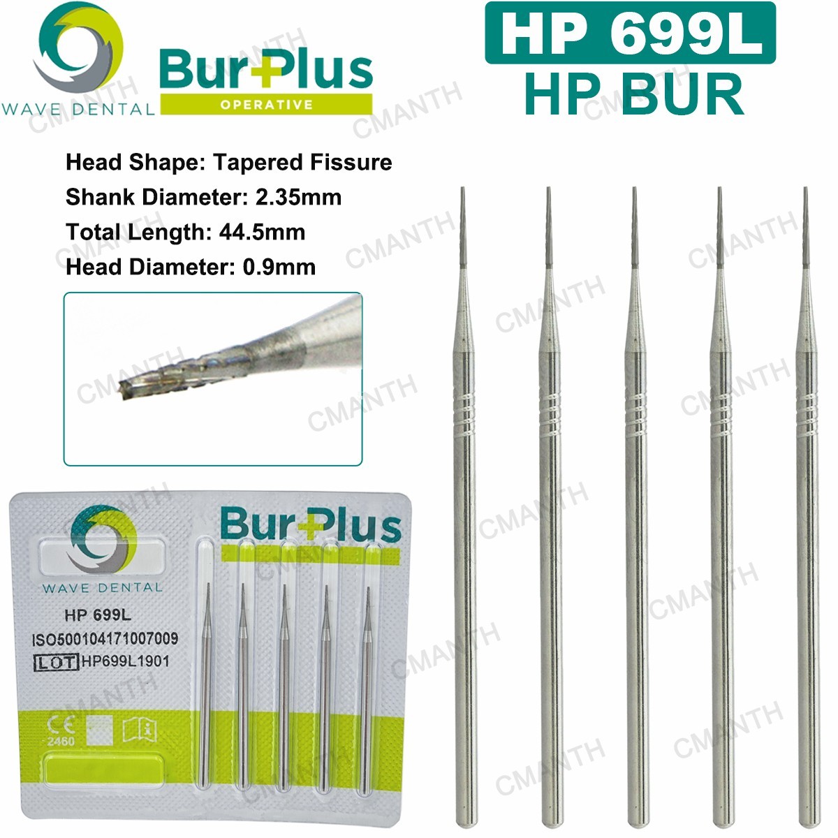 Wave Dental Carbide Burs Surgical Bur HP LONG Tapered Fissere Straight Handpiece