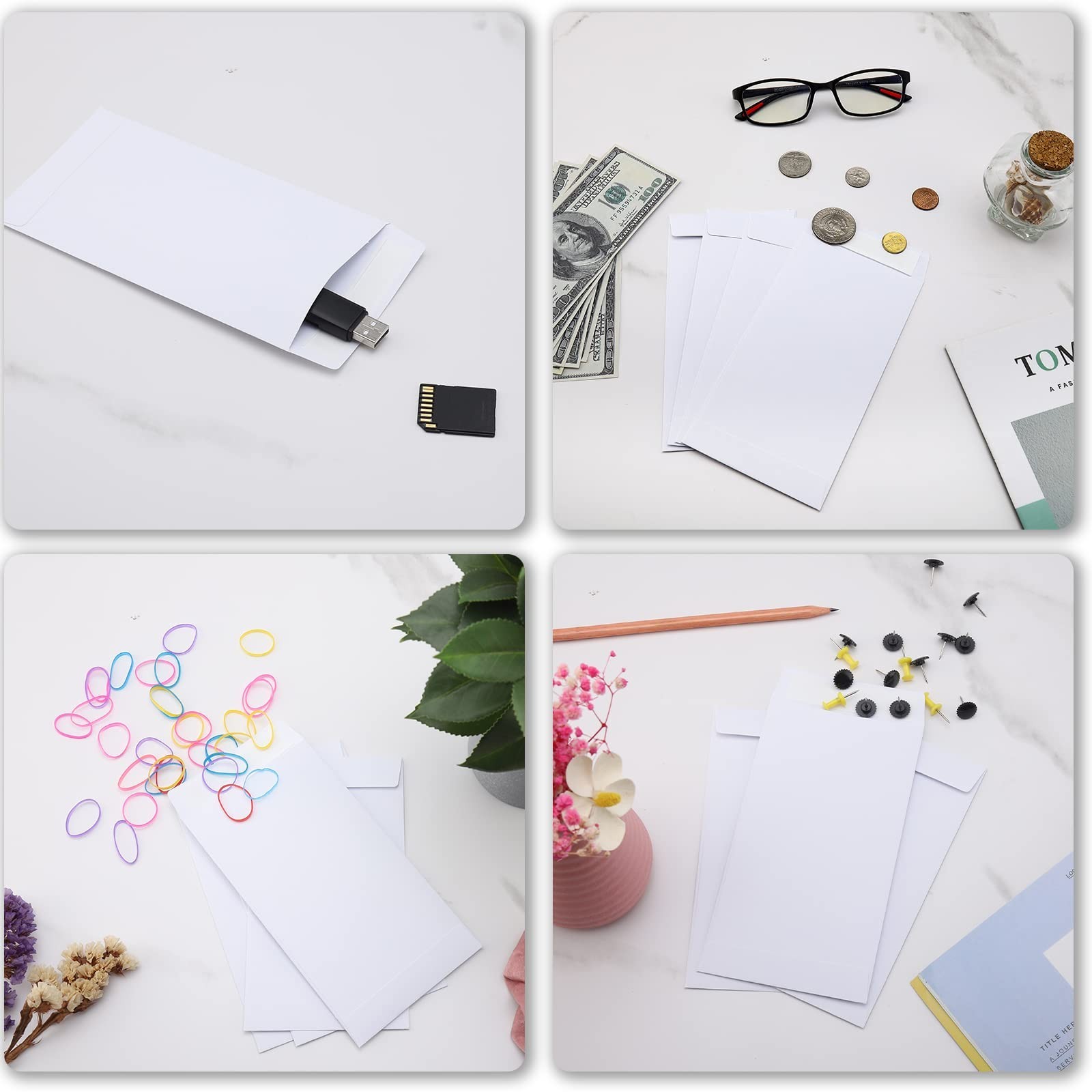 100 Pack Cash Envelopes Self adhesive 6.7×3.5 Inch, Fit for Envelope Money Sa…