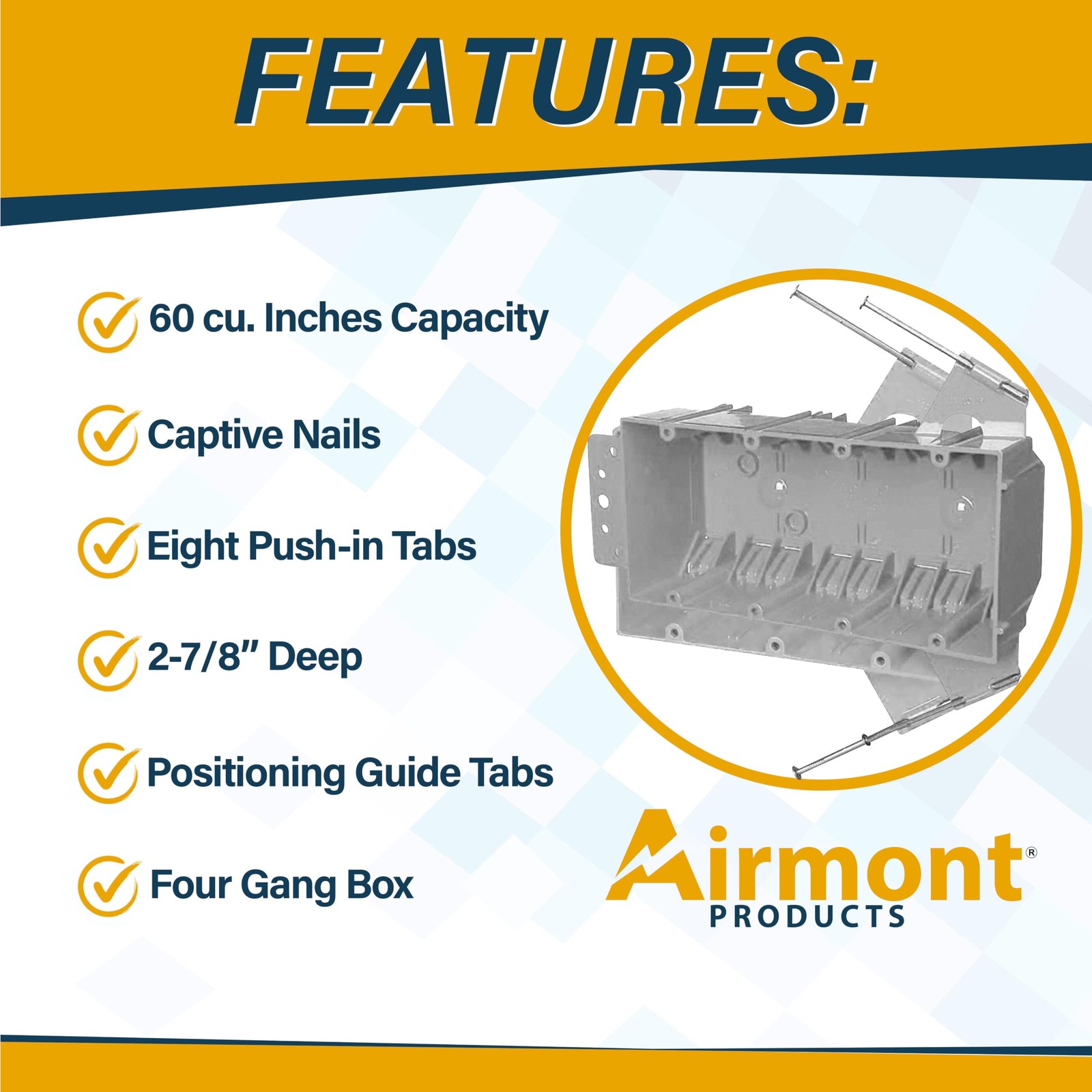 4-Gang (16 Pack) Plastic Electrical Box, Grey Outlet Box, Three Gang New Work…