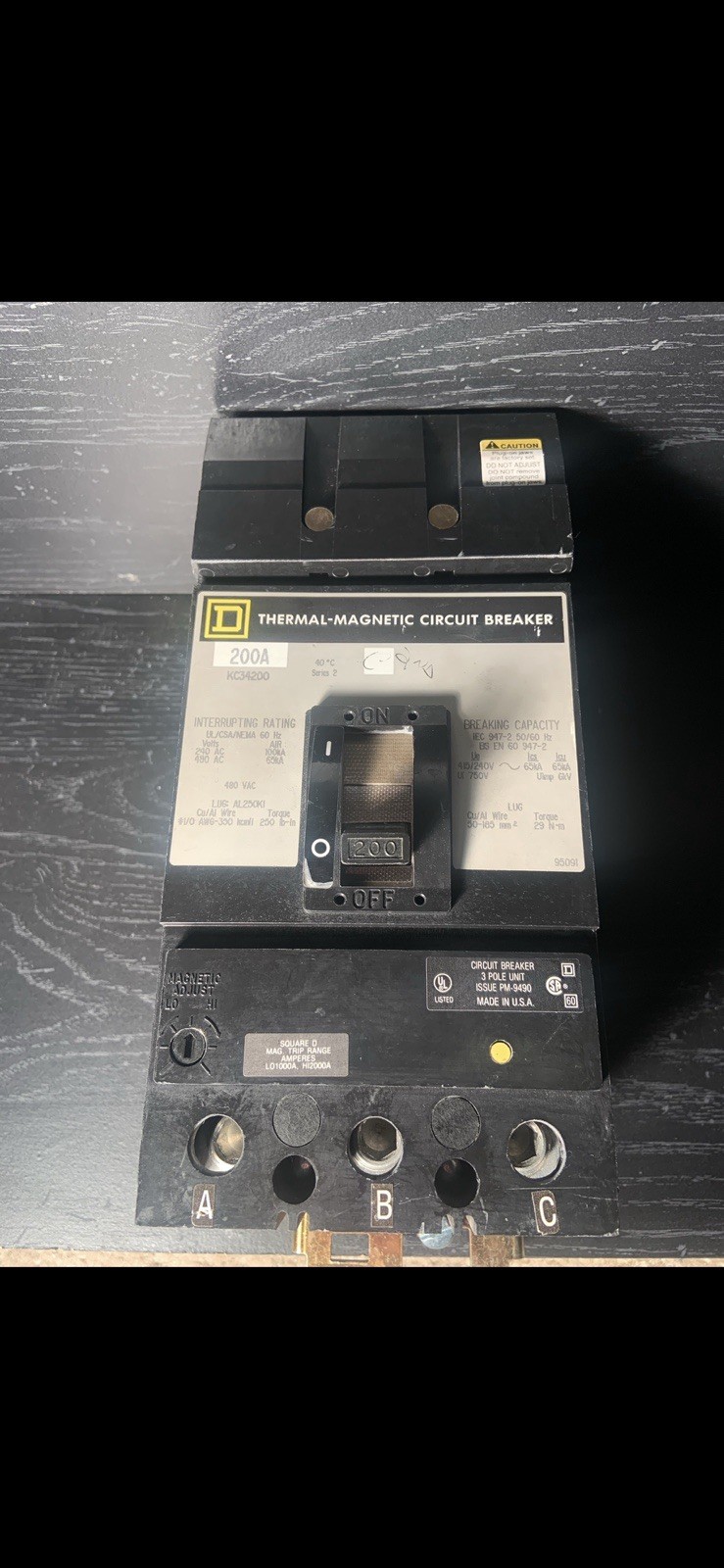 SQUARE D KC34200 200A 480V 3P 65K Circuit Breaker