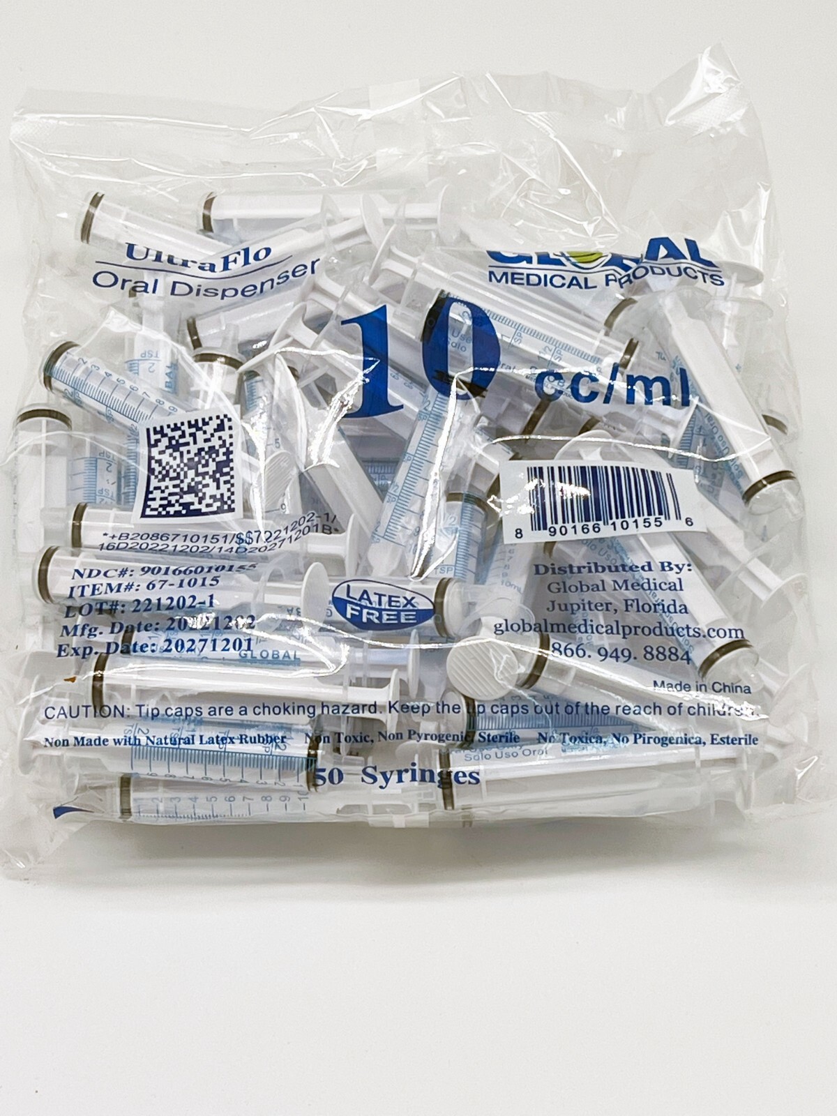 10cc ULTRA-FLO ORAL Syringes 10ml Sterile NEW Syringe + CAP -2 Teaspoon -50 Pack