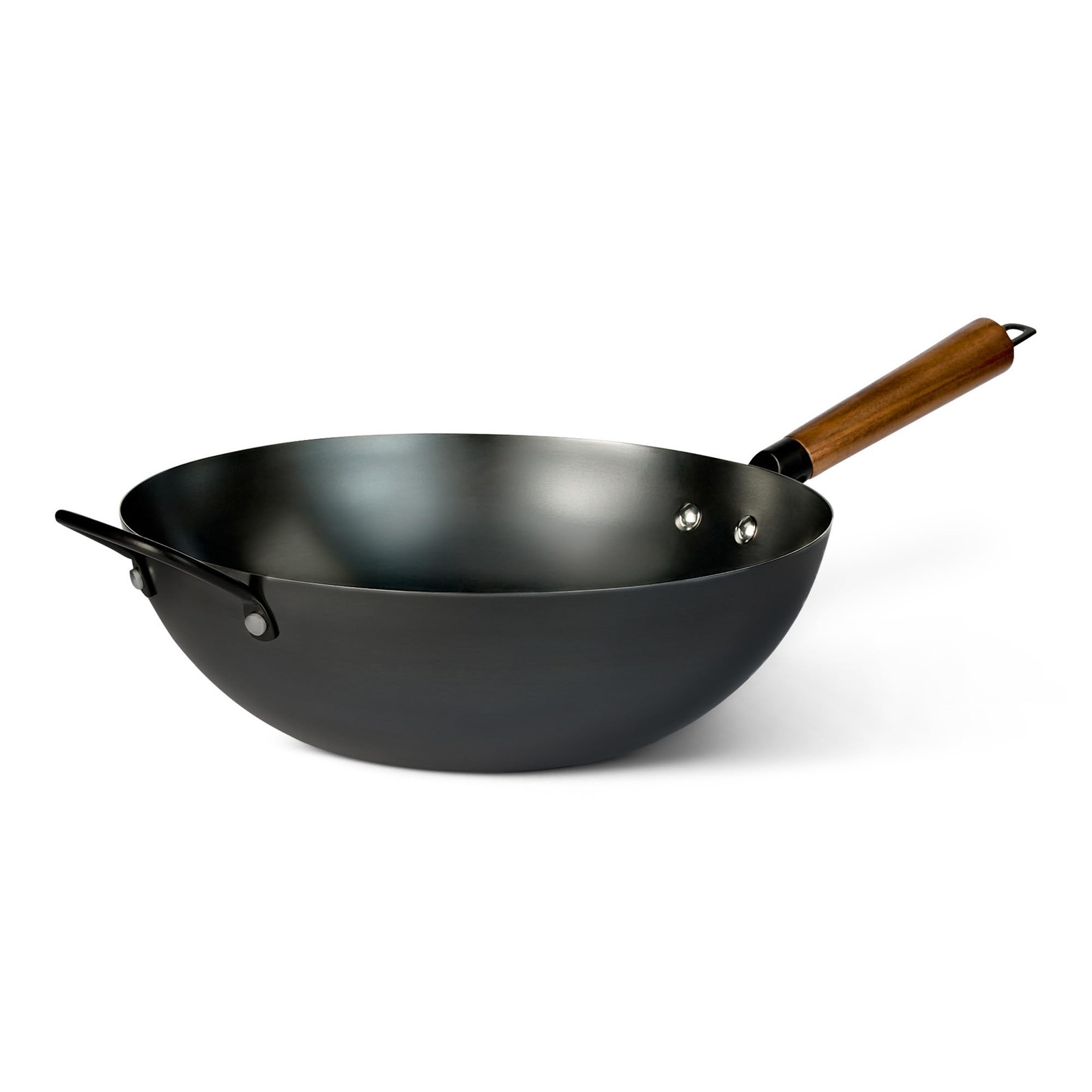Amazon Basics Carbon Steel Pre-Seasoned Wok, All Cooktop Friendly, 12.6 in.