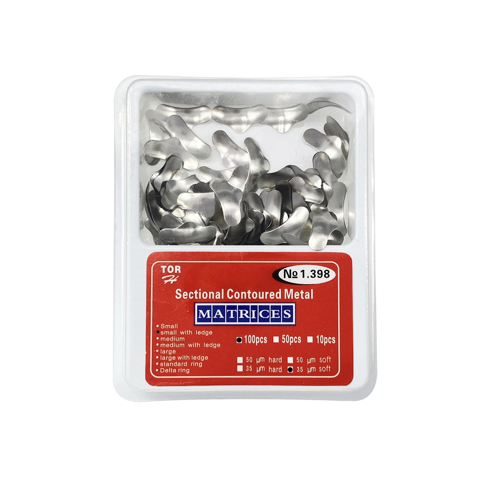 Dental Matrices Bands Sectional Contoured Metal Matrix bands soft S/M/L 35um