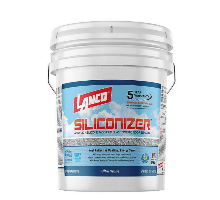 Siliconizer Acrylic Elastomeric White Reflective Roof Sealer, 5 gal Weatherproof